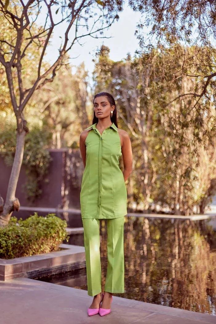 Green Longline Contoured Shirt for workwear