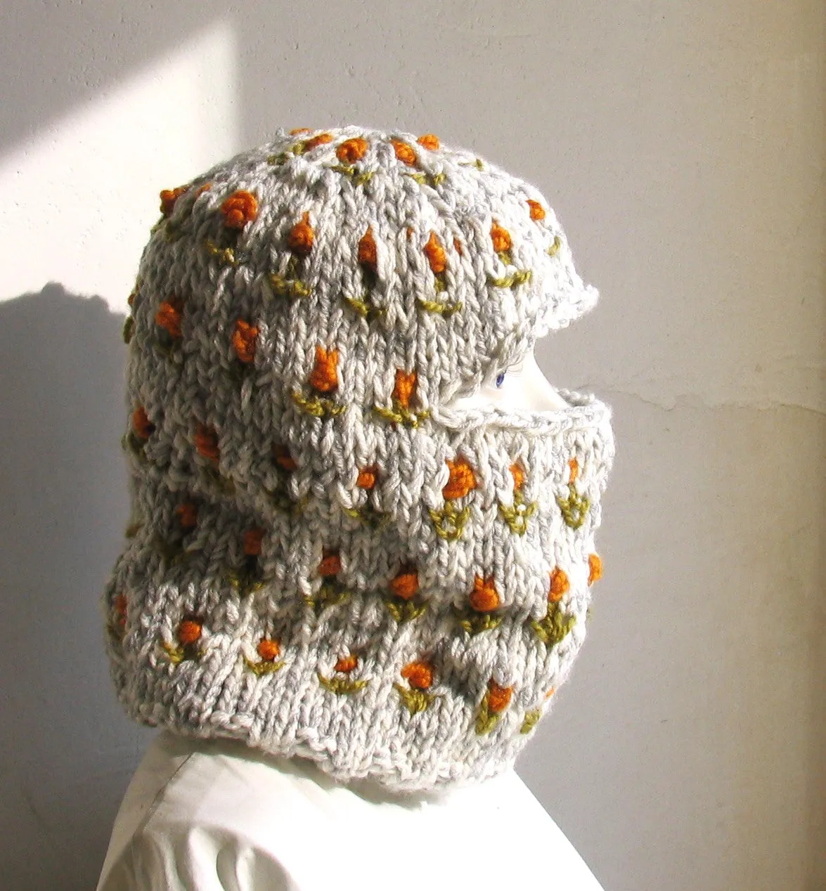 Hand Knit Beanies Very Cozy Soft & Chunky  Balaclava Knitting Hat Very Funky Outdoors Boho Style