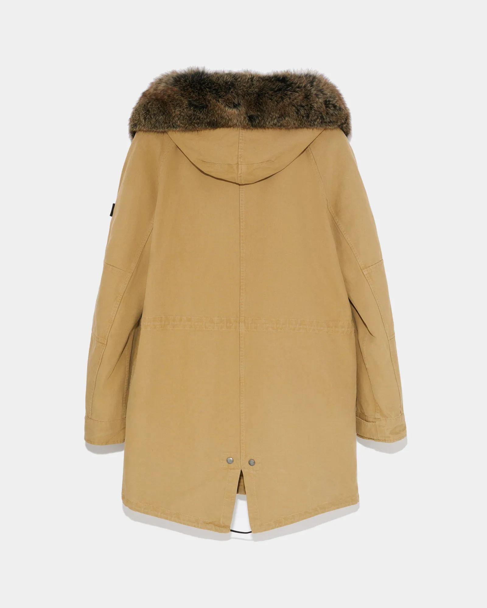 Hooded cotton parka with fox fur