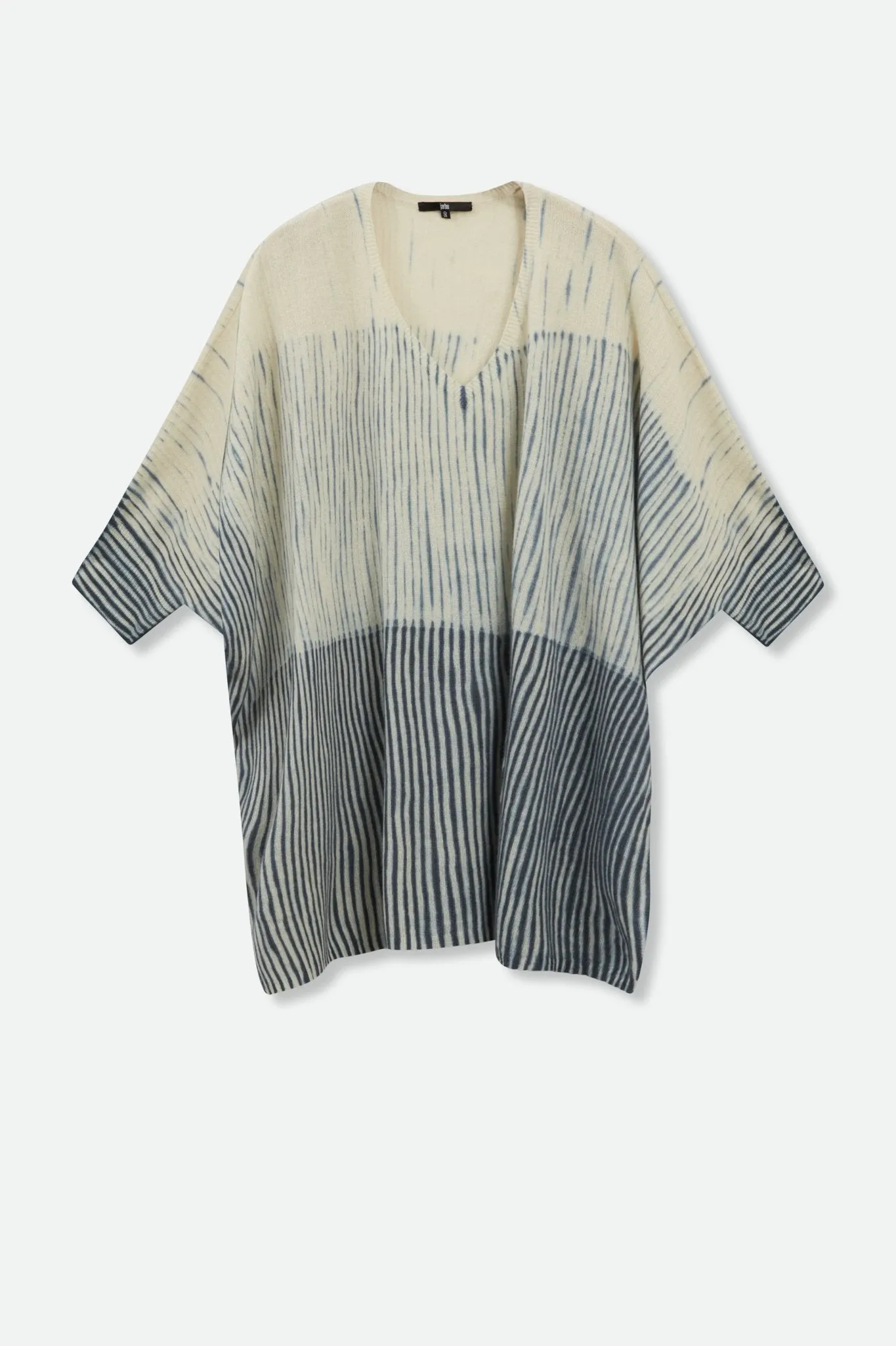 IRINA PONCHO IN HAND DYED SHIBORI CASHMERE OCEAN BLUE