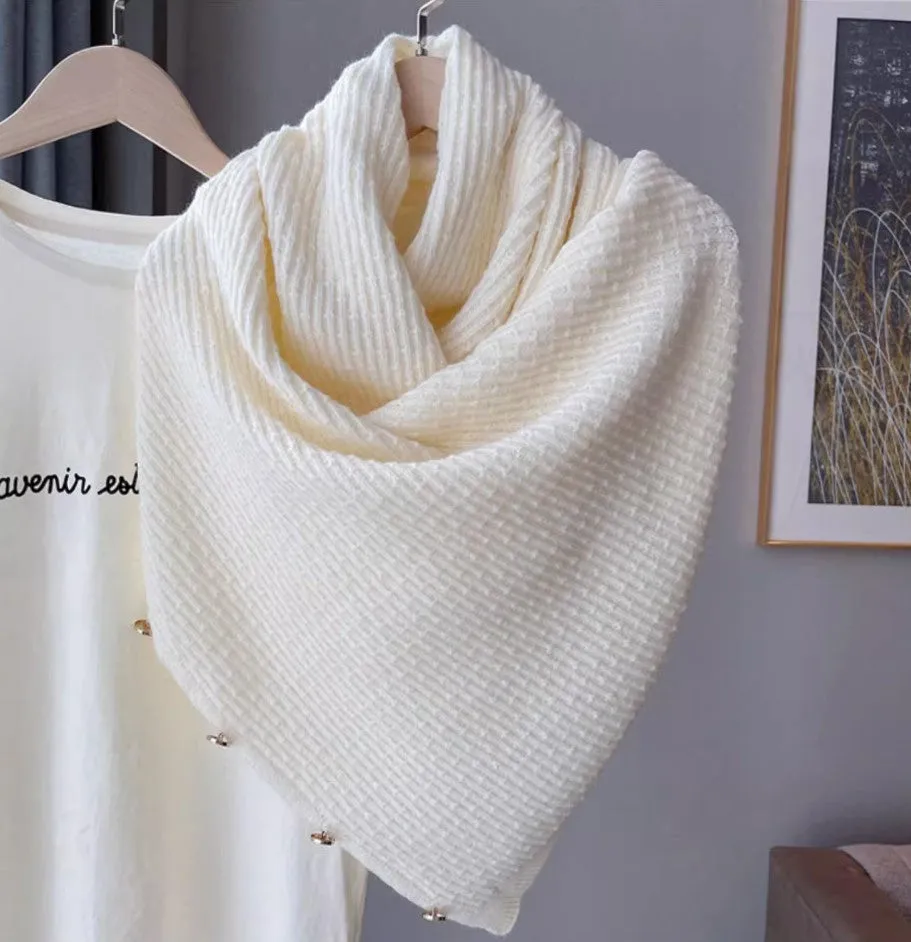 JC063315 Knitted Button Shawl Wrap/Scarf