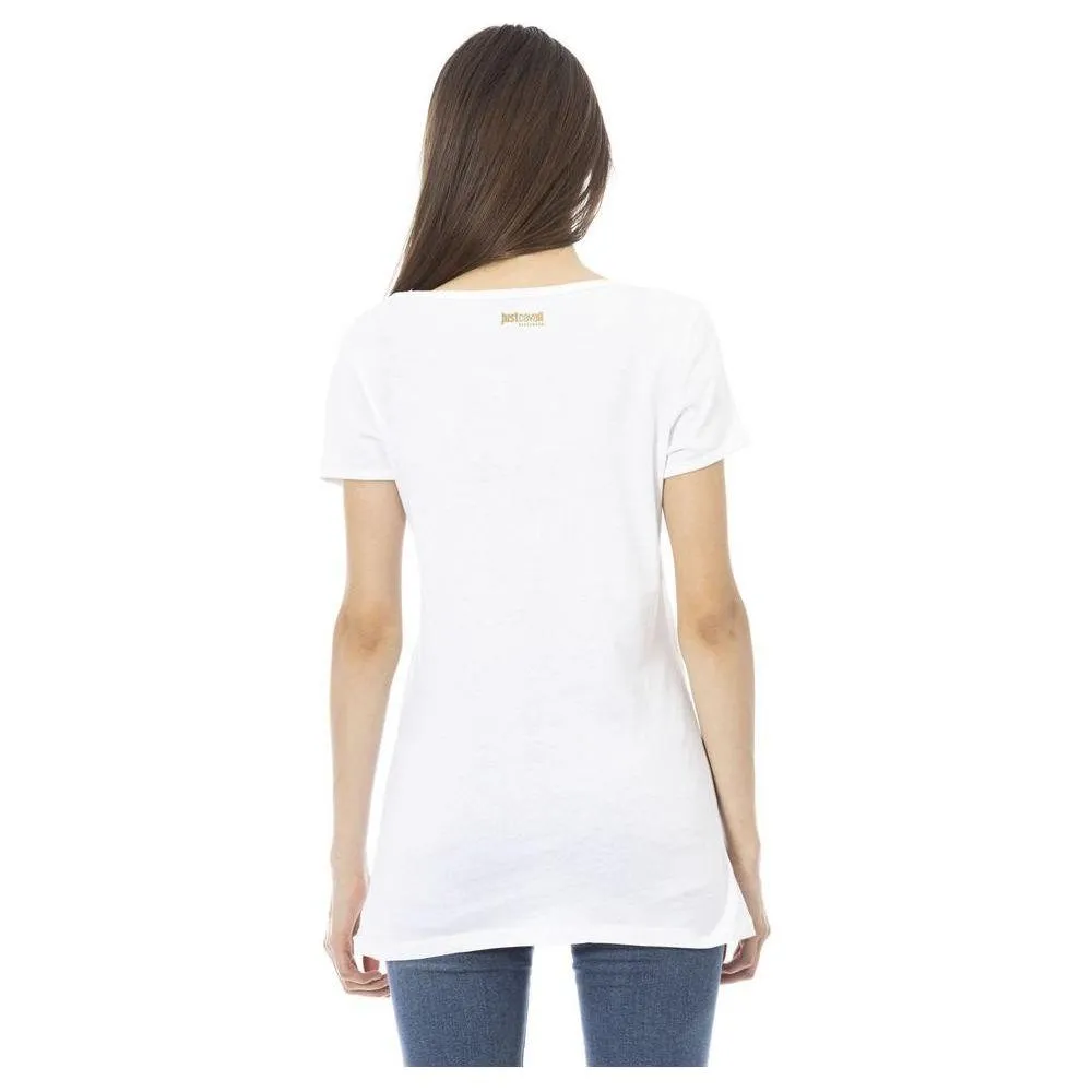 Just Cavalli White Cotton Women T-Shirt