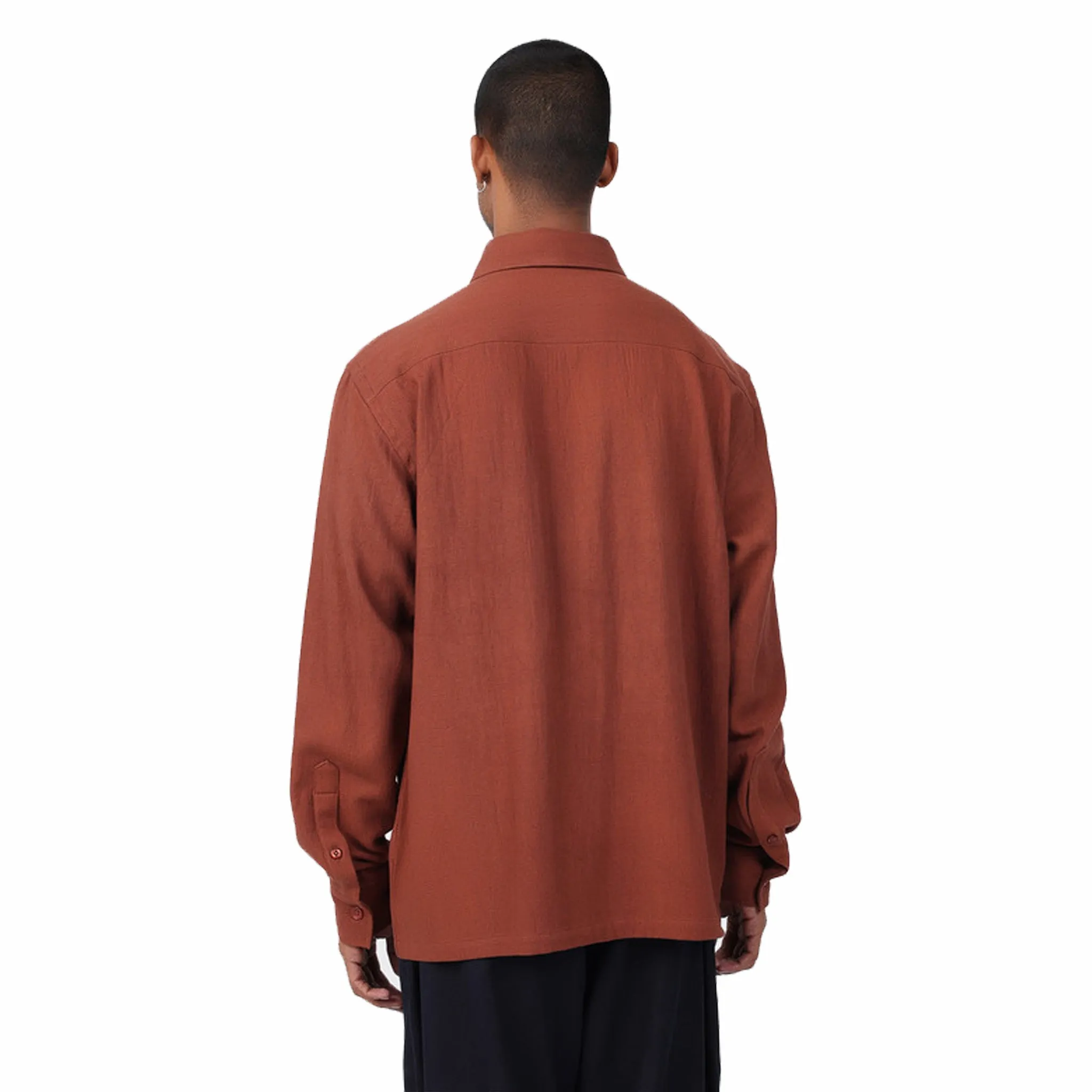 Kardo Bhola Over Sized Long Sleeve Shirt With Oversize Patch Pockets (Burnt Sienna)