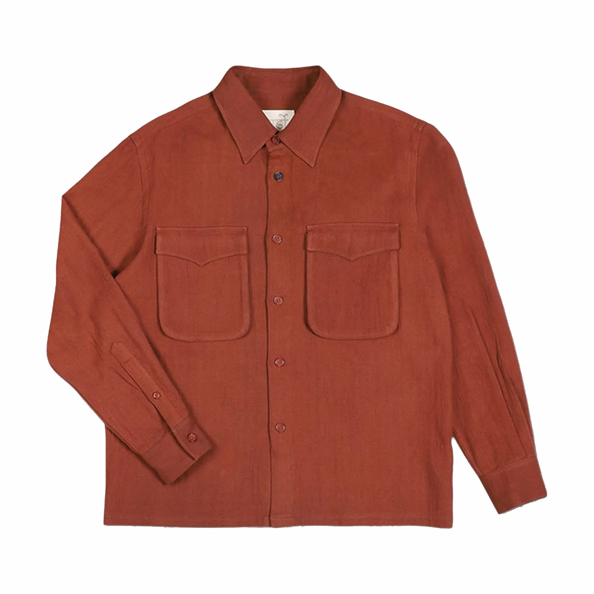 Kardo Bhola Over Sized Long Sleeve Shirt With Oversize Patch Pockets (Burnt Sienna)