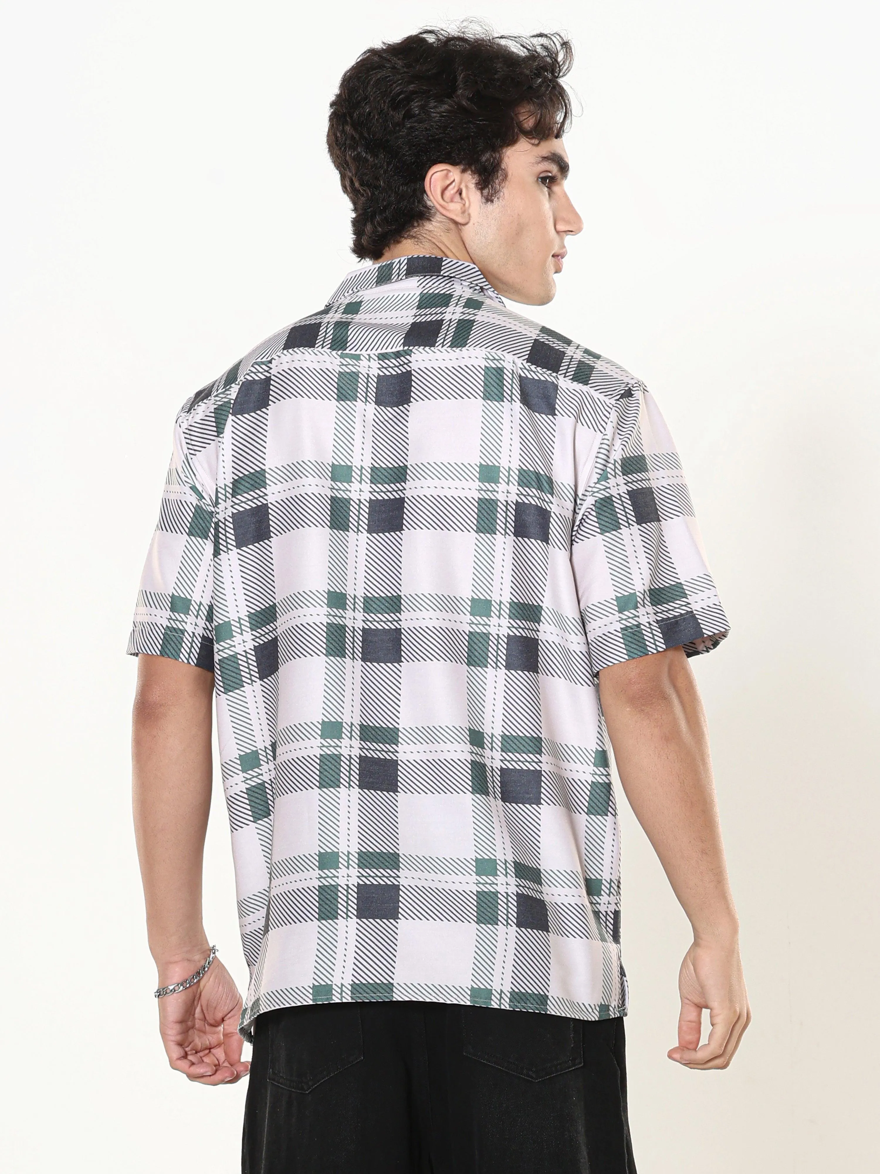 Kerenza - Checkered Lycra Shirt -Green