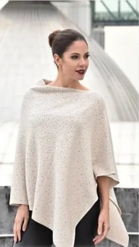 La Fiorentina Embellished Poncho - Oatmeal