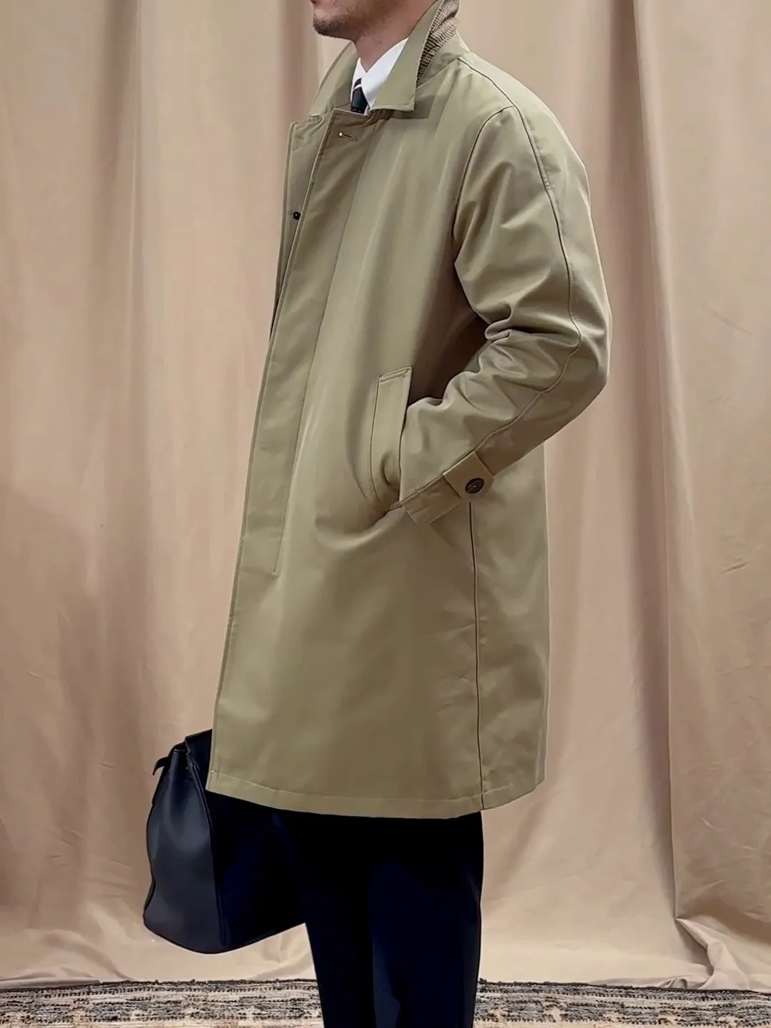 Lapel Single Breasted Business Casual Mid-length Trench Coat