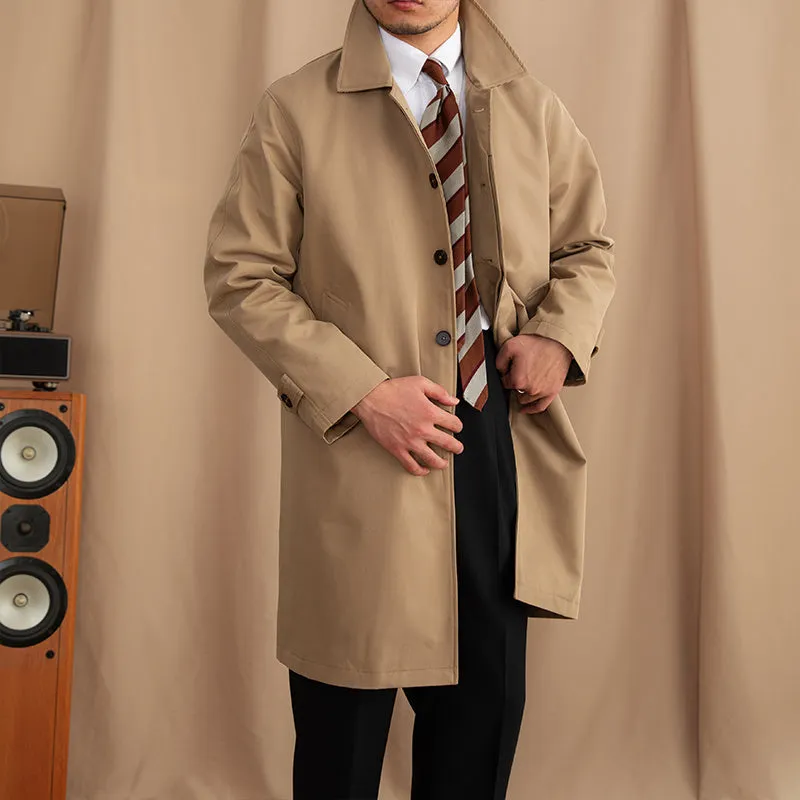 Lapel Single Breasted Business Casual Mid-length Trench Coat