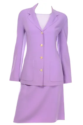 Lavender Purple Celine Summer Weight Wool Skirt Suit