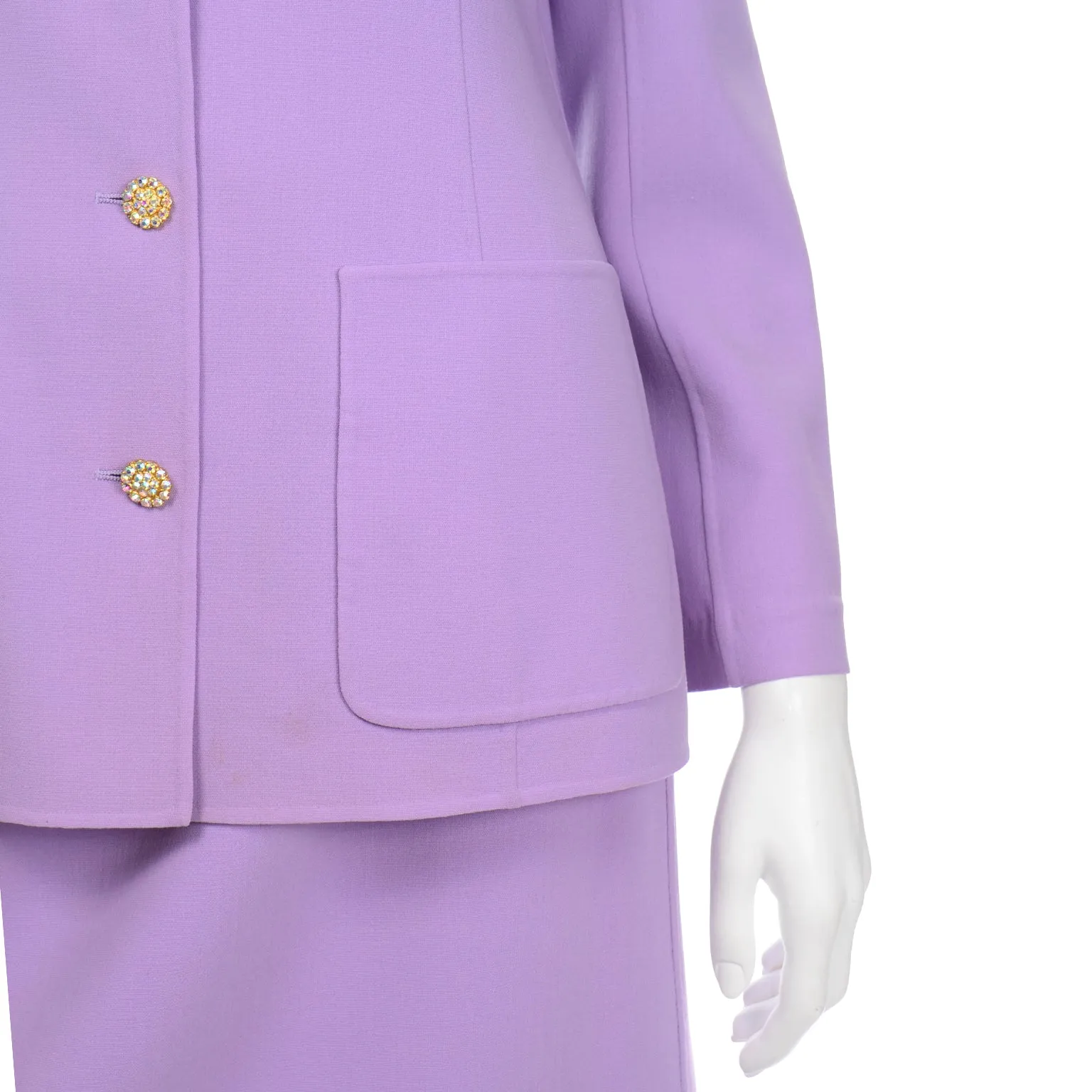 Lavender Purple Celine Summer Weight Wool Skirt Suit