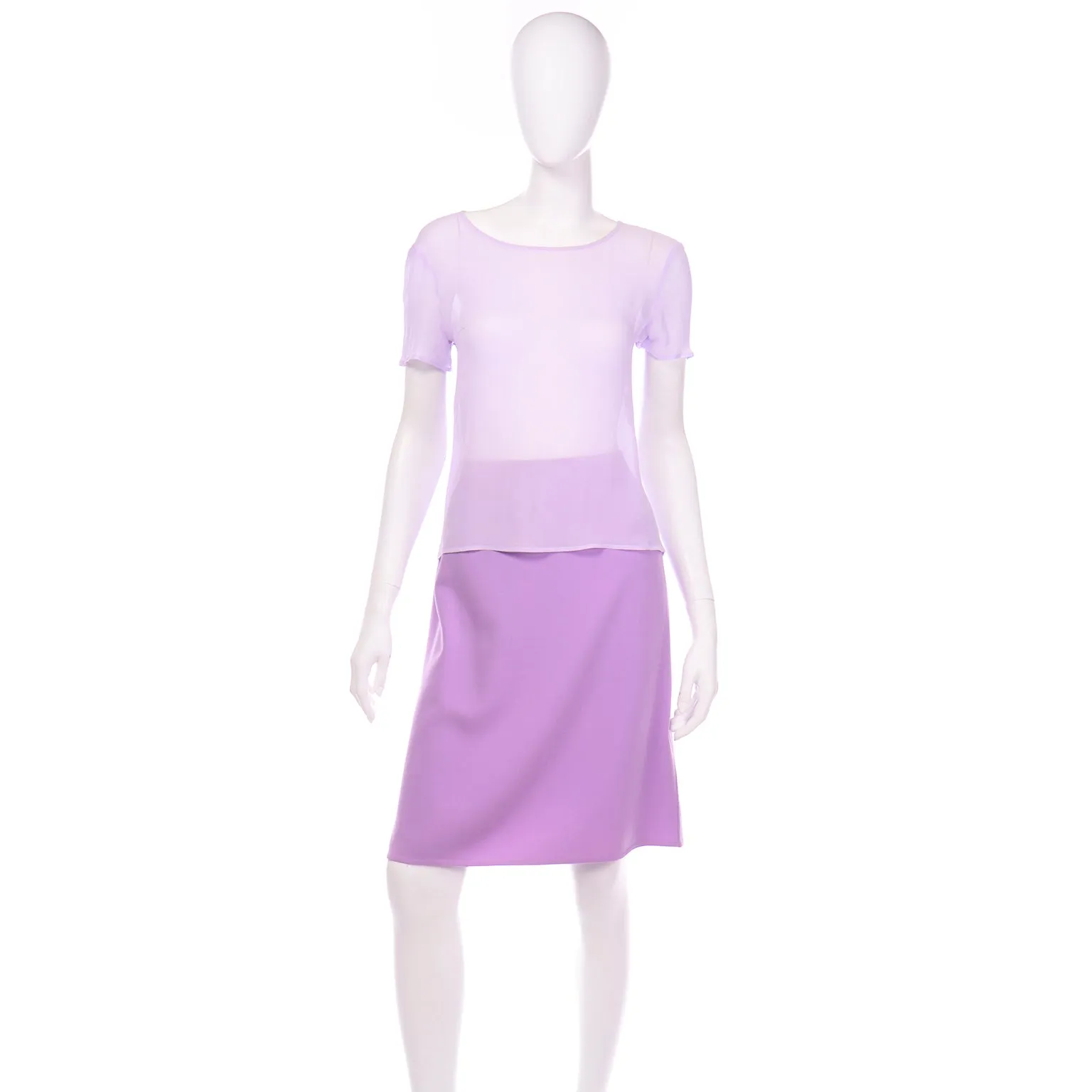 Lavender Purple Celine Summer Weight Wool Skirt Suit