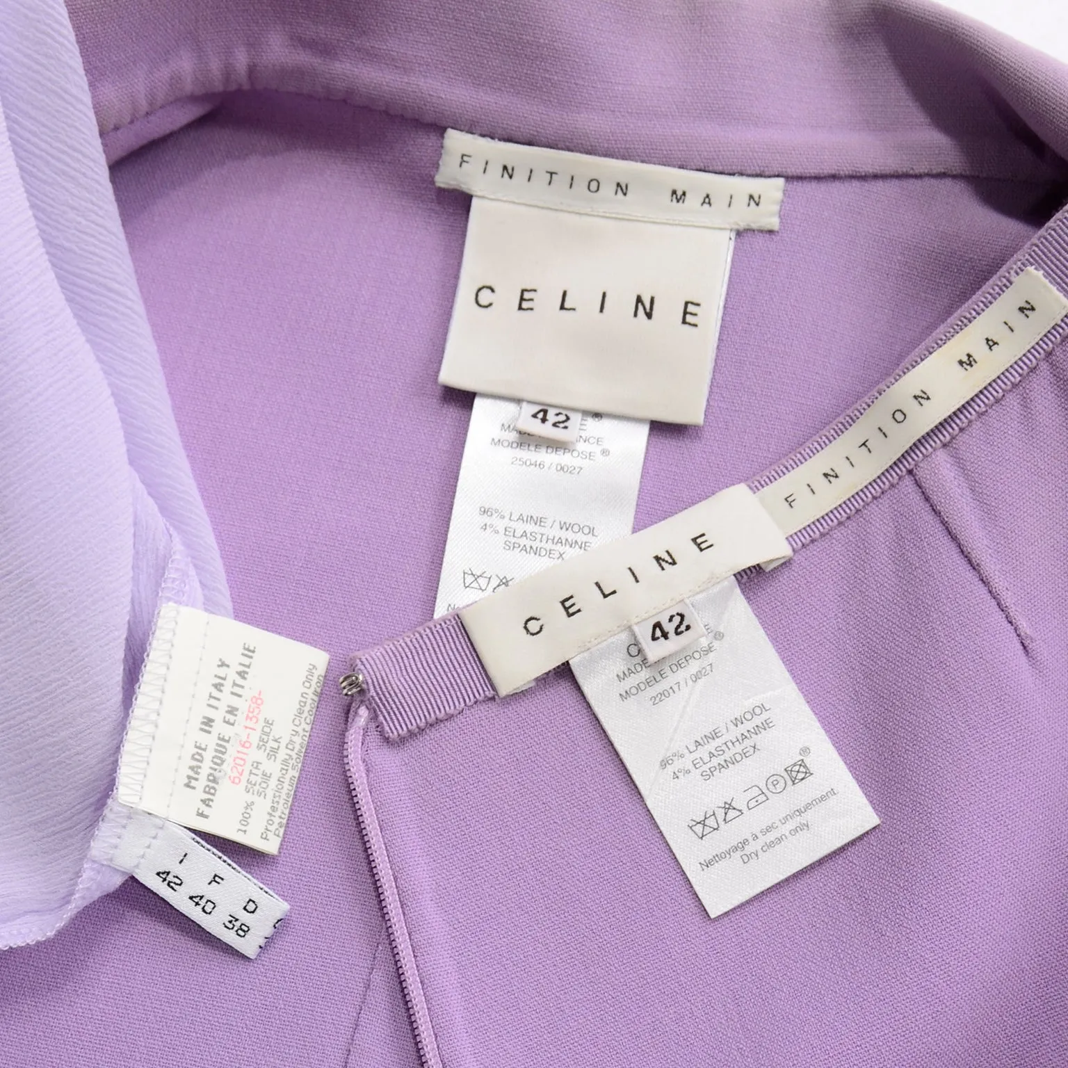 Lavender Purple Celine Summer Weight Wool Skirt Suit