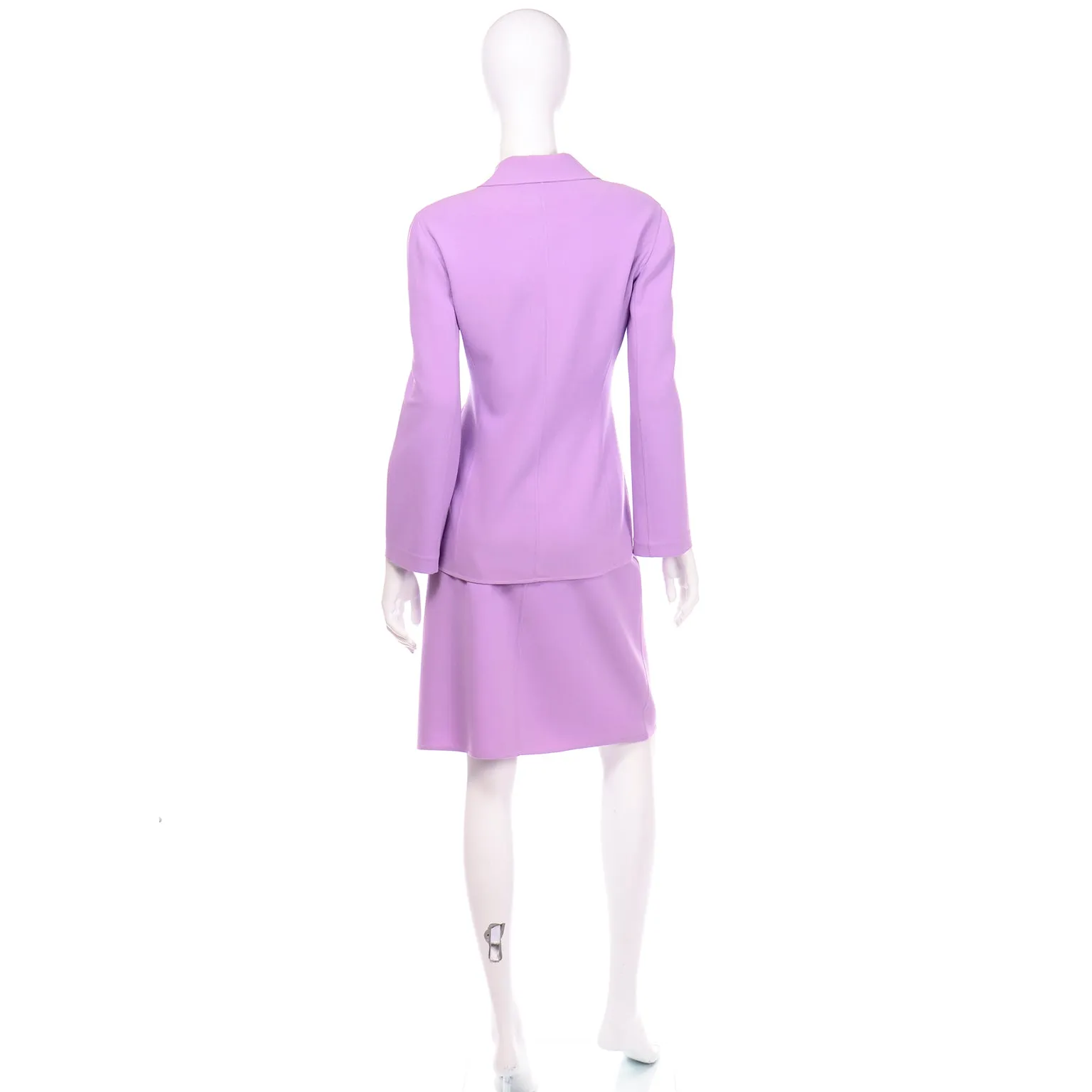 Lavender Purple Celine Summer Weight Wool Skirt Suit