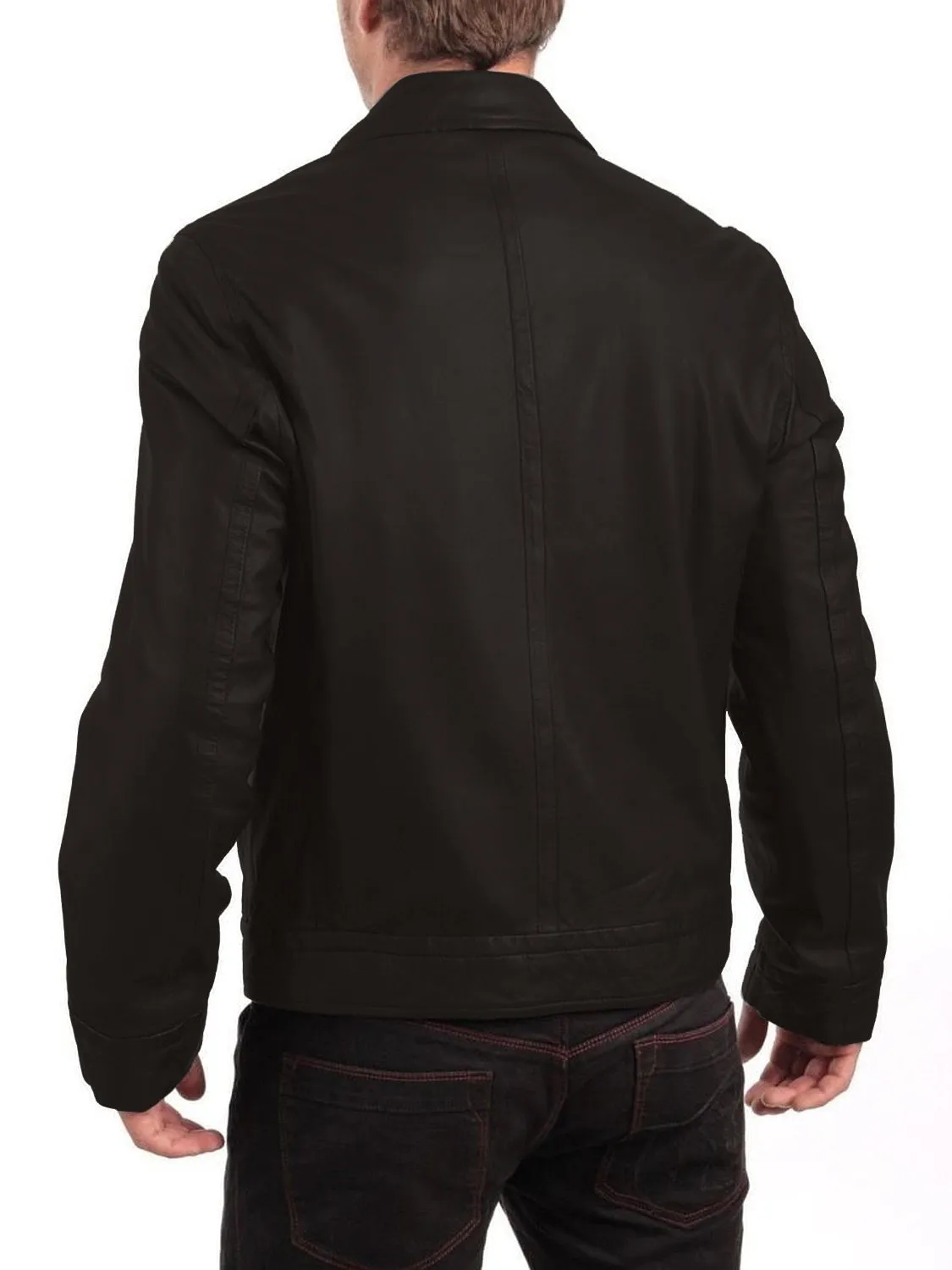 Leather Jackets Hub Mens Genuine Lambskin Leather Jacket (Black, Aviator Jacket) - 1501214