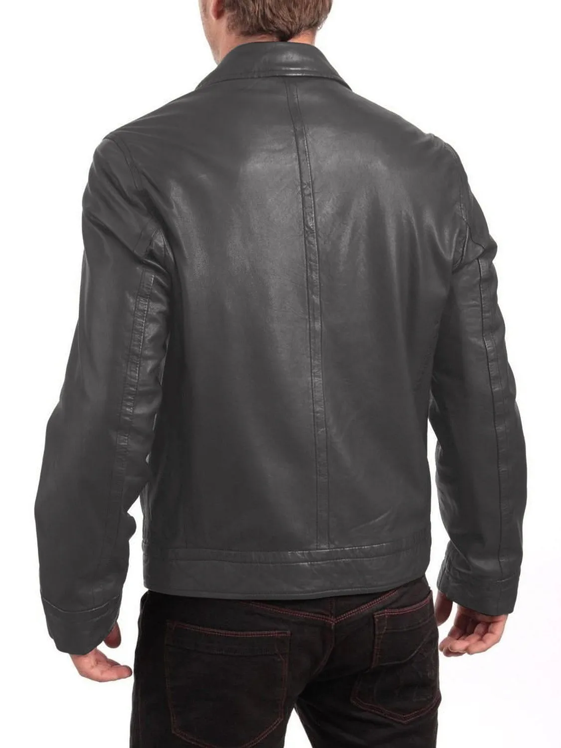 Leather Jackets Hub Mens Genuine Lambskin Leather Jacket (Black, Aviator Jacket) - 1501214