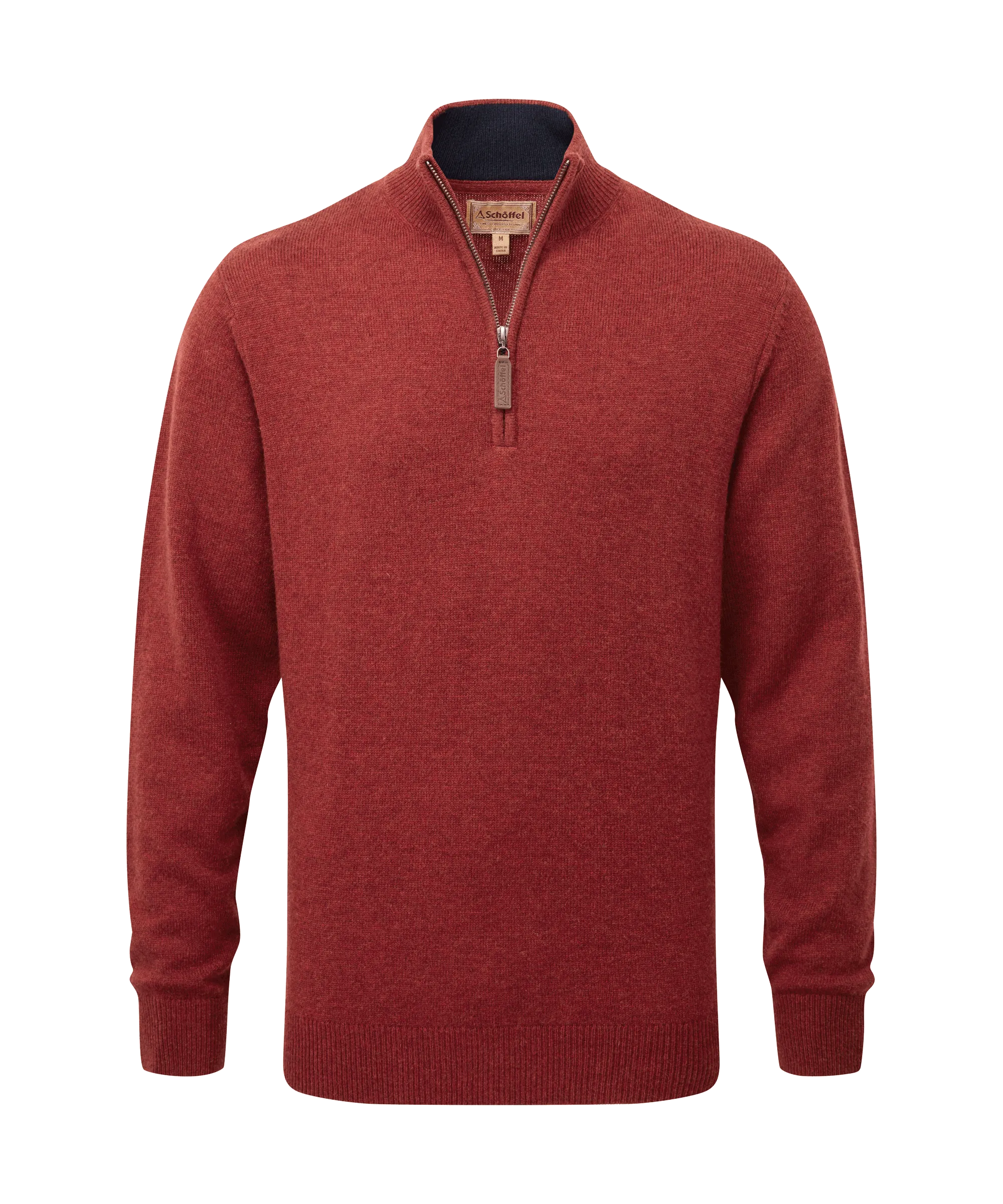 Lewis Lambswool Quarter Zip Jumper - Deep Red