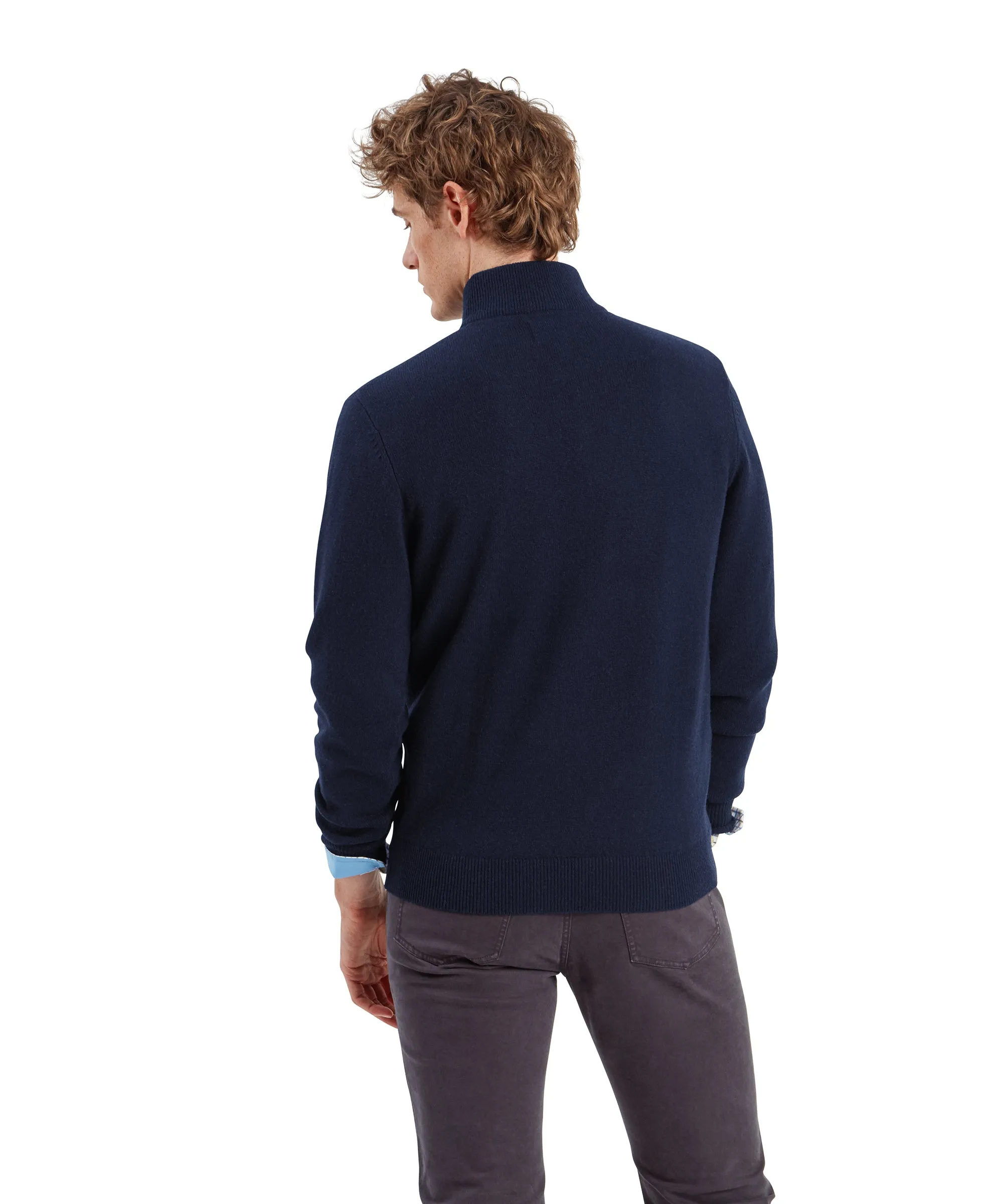 Lewis Lambswool Quarter Zip Jumper - Navy