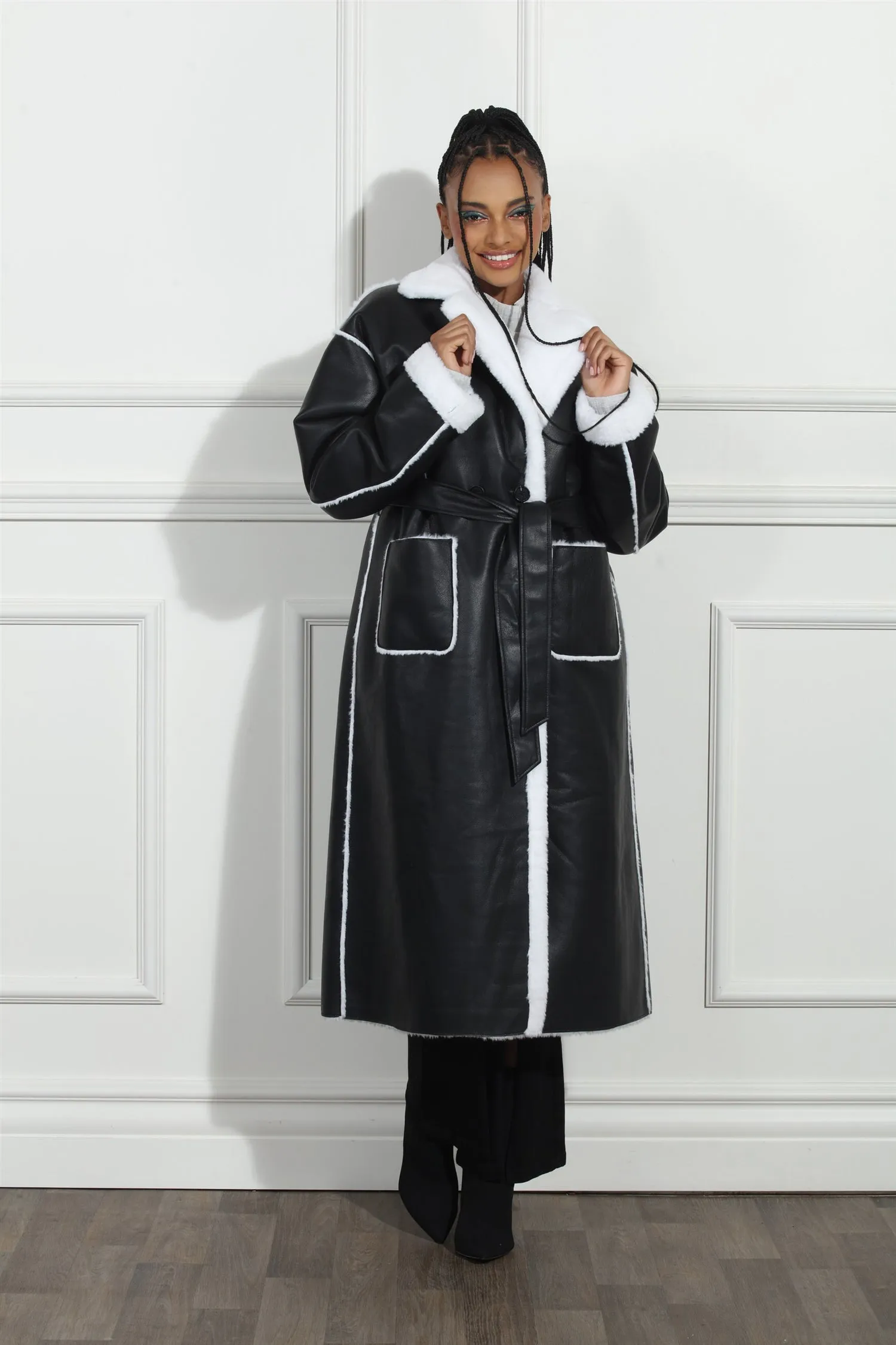 Luxe Moda LM258 Faux Leather Coat