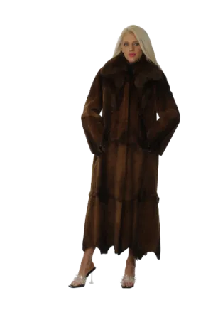 Mahogany Mink Semi Sheared Coat with Brown Fox Collar