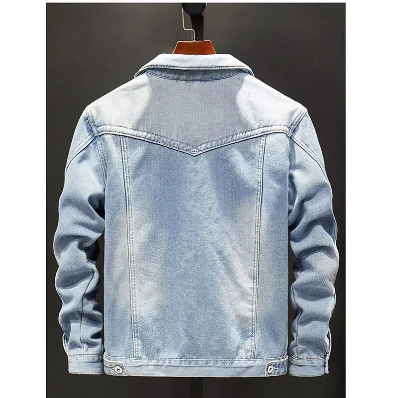 Men Light Blue Winter Jean Jackets