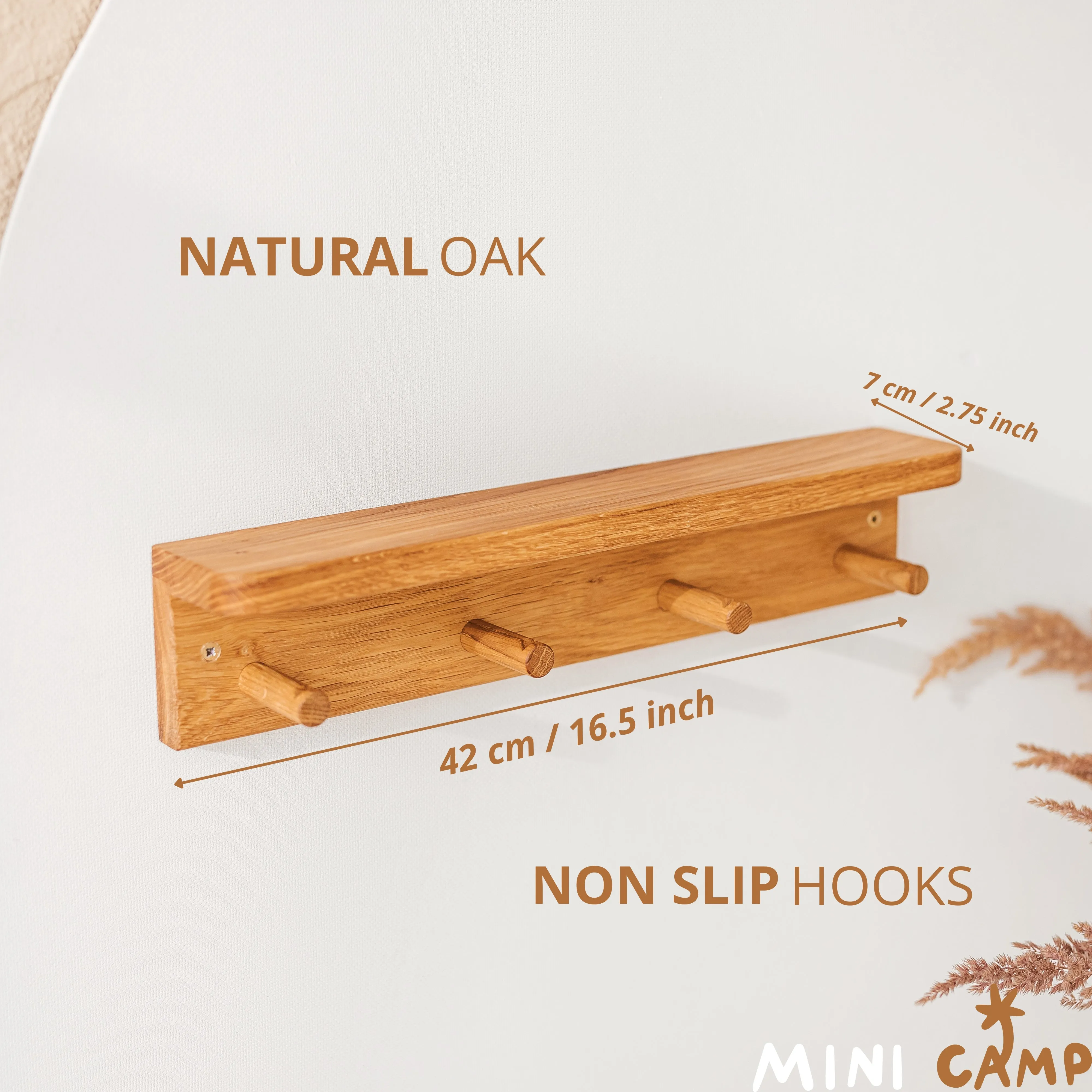 Minicamp Floating Kids Bookshelf With Coat Hooks Made Of Solid Oak