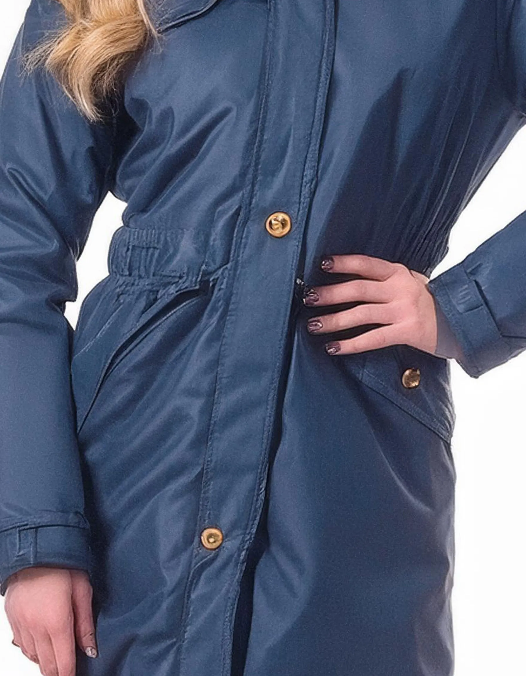 Navy Blue Padded Parka Jacket with Hood