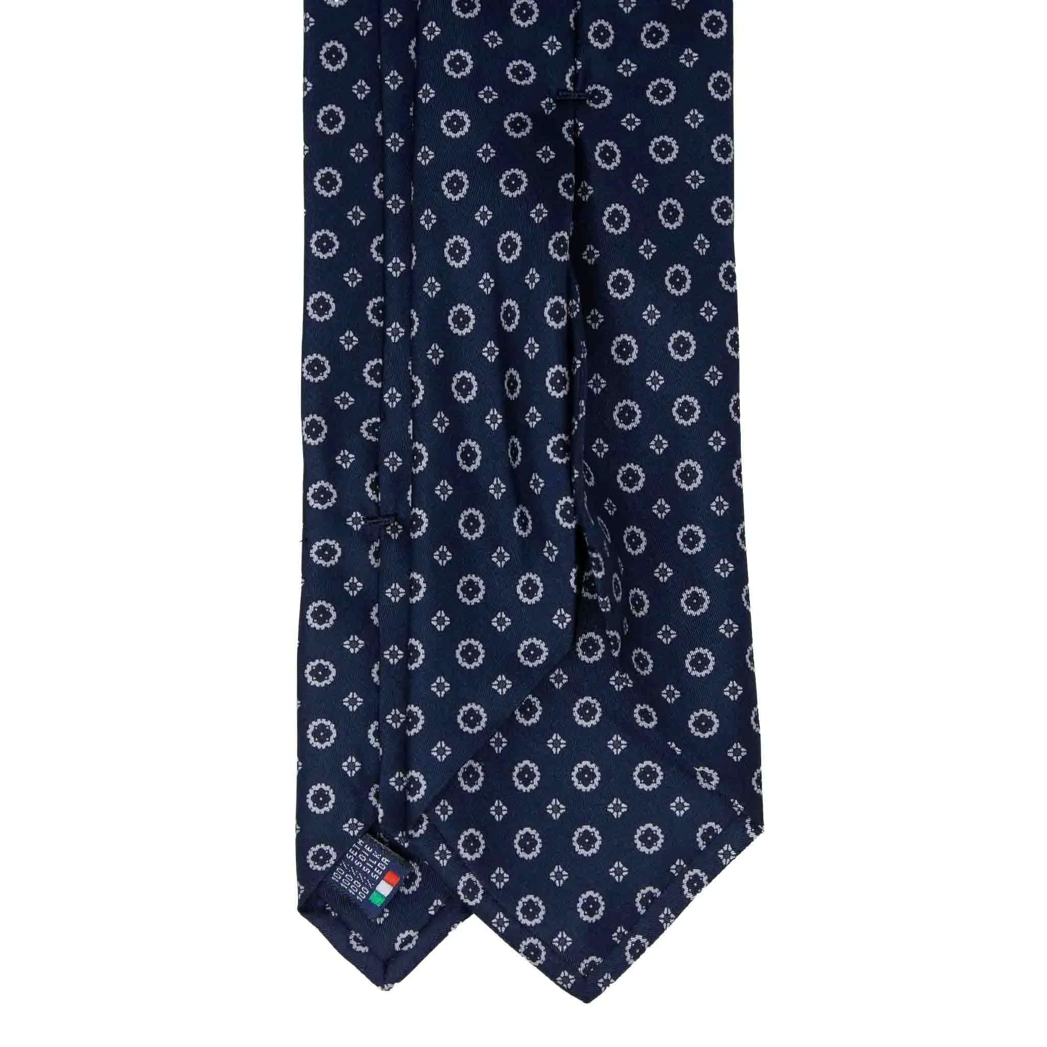 Navy Blue Silk Tie with Grey Pattern