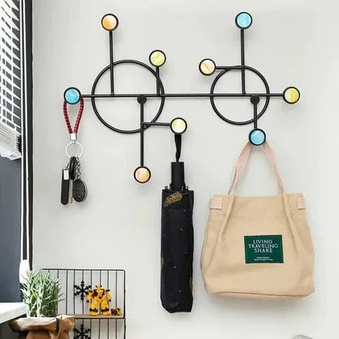 NORDIC STYLE WALL SHELF WITH HOOKS - (Circle)