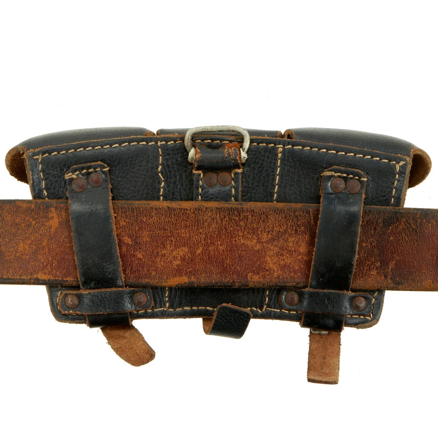 Original German WWII Army (Heer) Belt, Buckle, 98k Bayonet, Frog, and Matched Ammunition Pouches