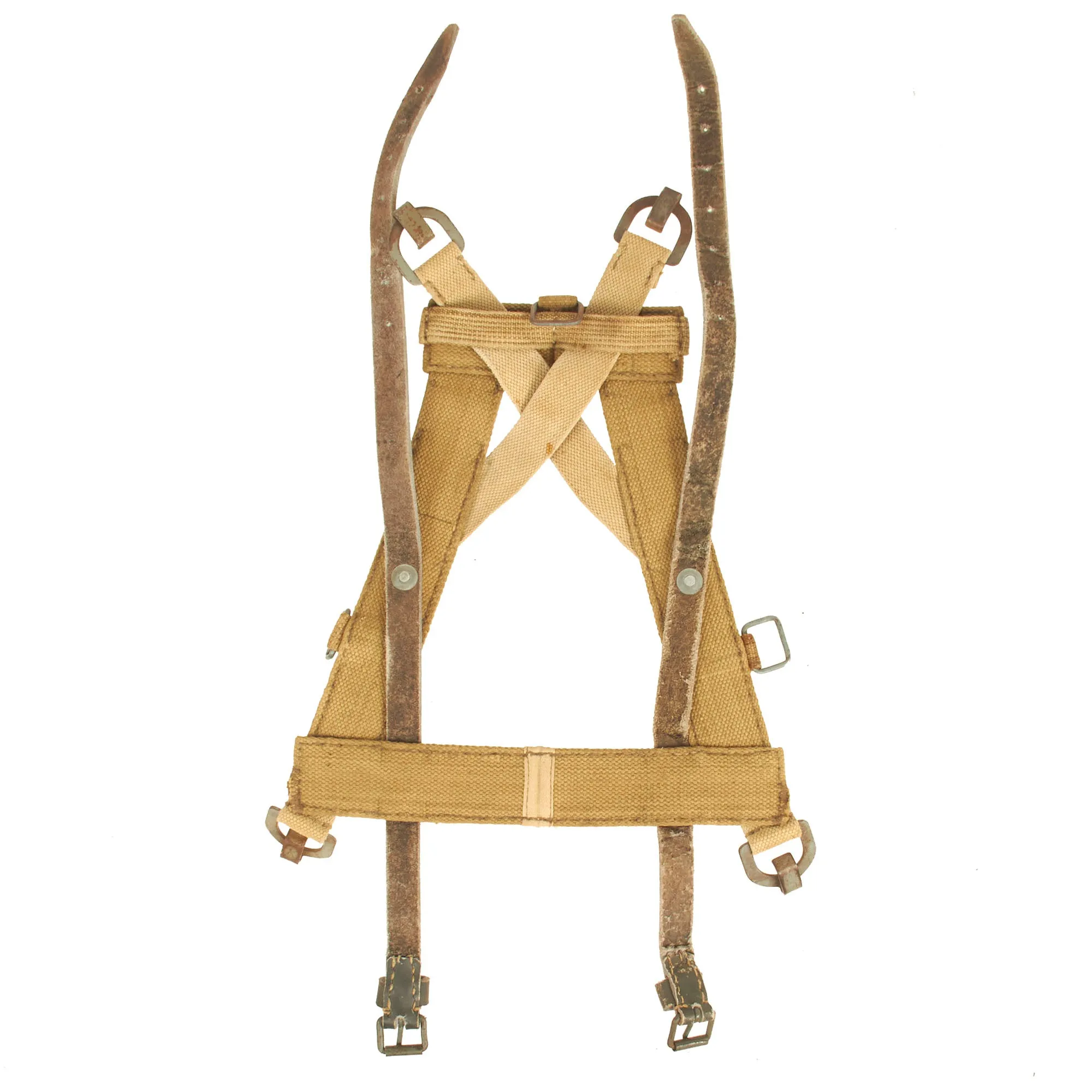 Original German WWII M31 A-Frame Constructed With Captured Italian Leather Straps