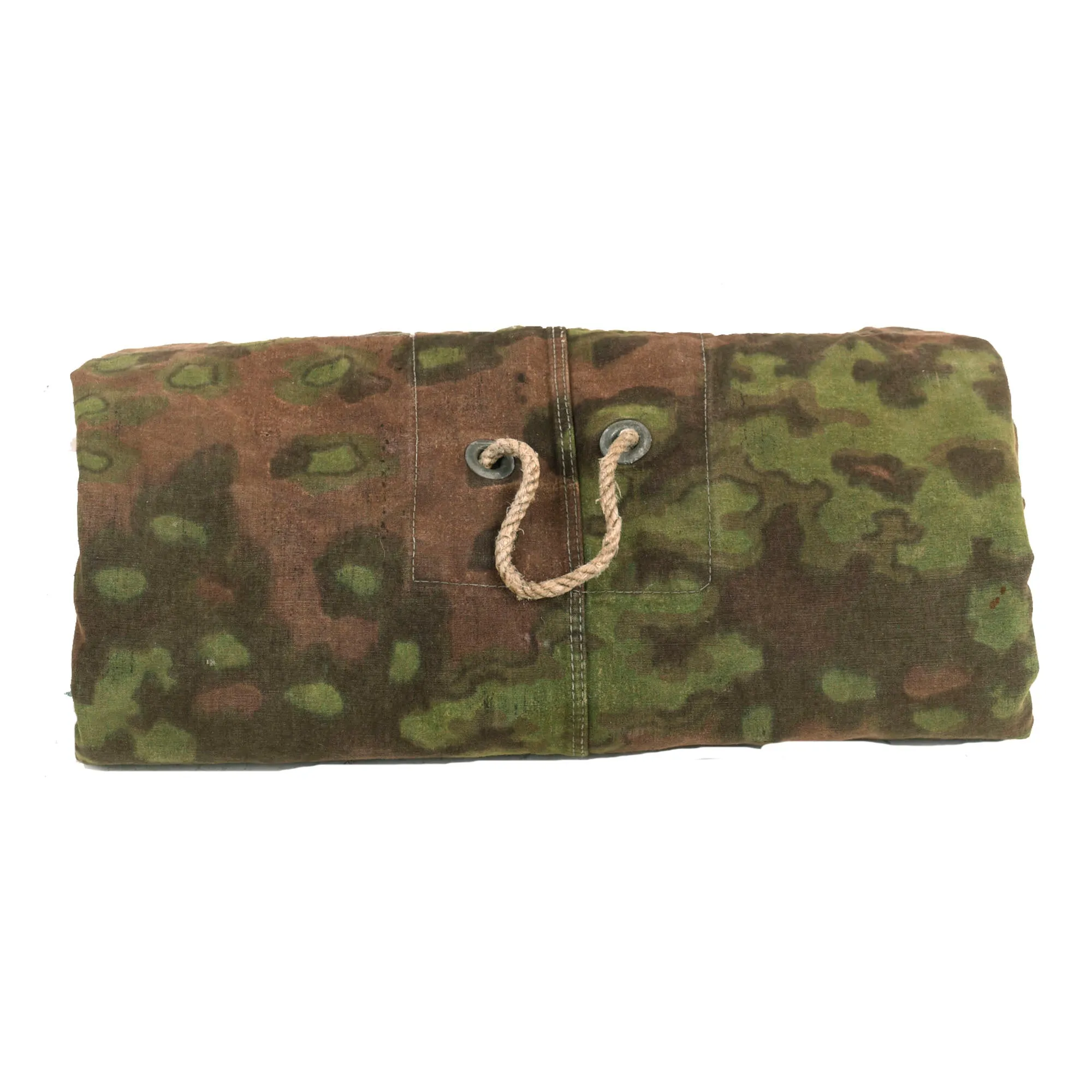 Original Rare German WWII Waffen-SS Zeltbahn Tent Quarter & Poncho in Oak Pattern A Camouflage with Faded RBNr. Markings