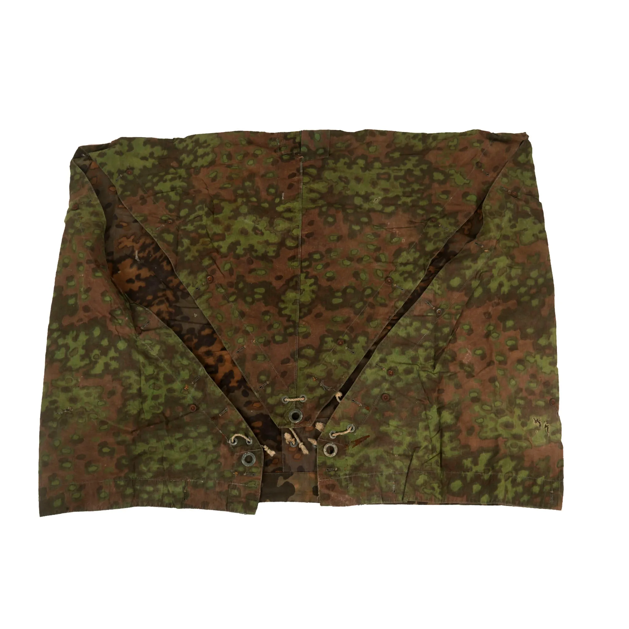 Original Rare German WWII Waffen-SS Zeltbahn Tent Quarter & Poncho in Oak Pattern A Camouflage with Faded RBNr. Markings