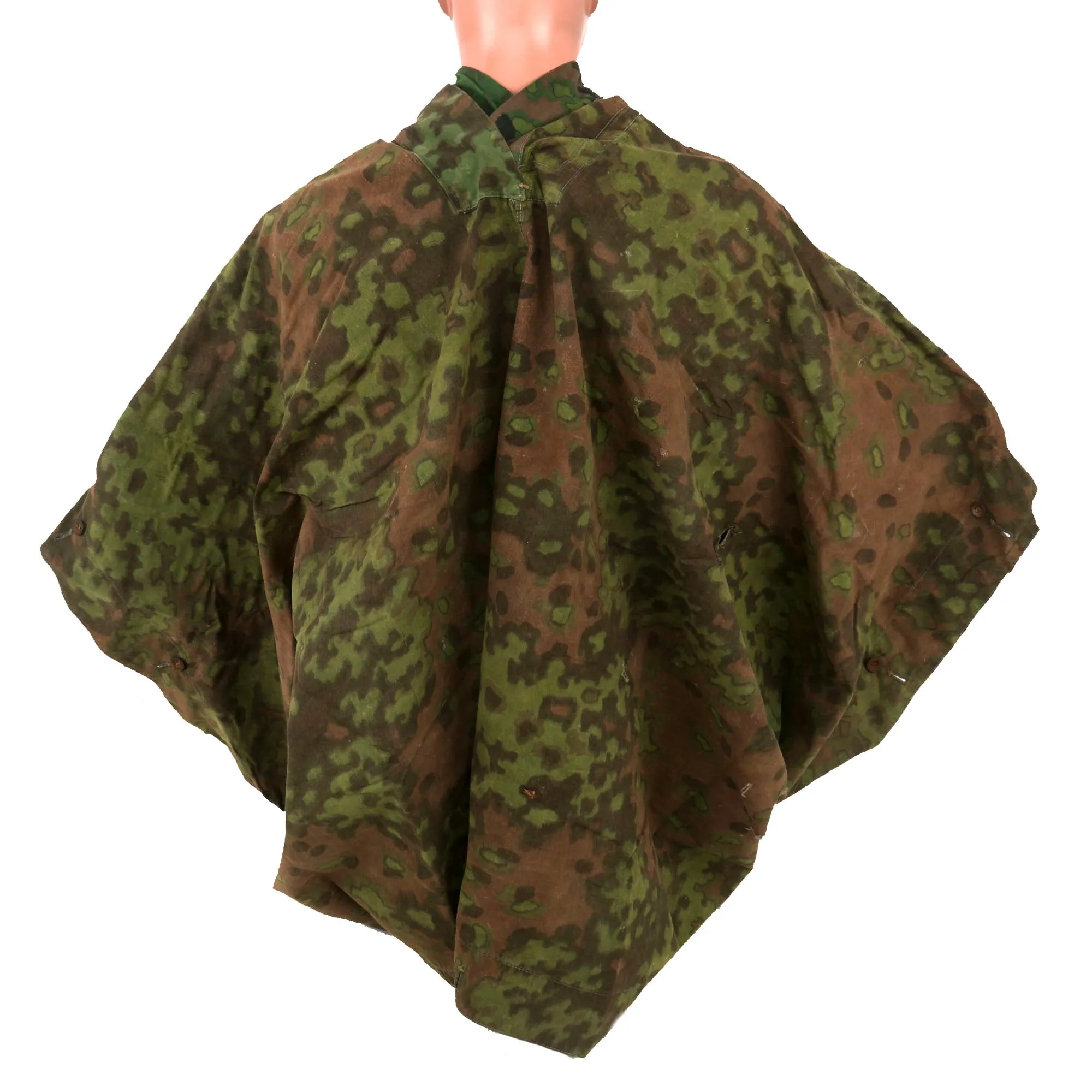 Original Rare German WWII Waffen-SS Zeltbahn Tent Quarter & Poncho in Oak Pattern A Camouflage with Faded RBNr. Markings