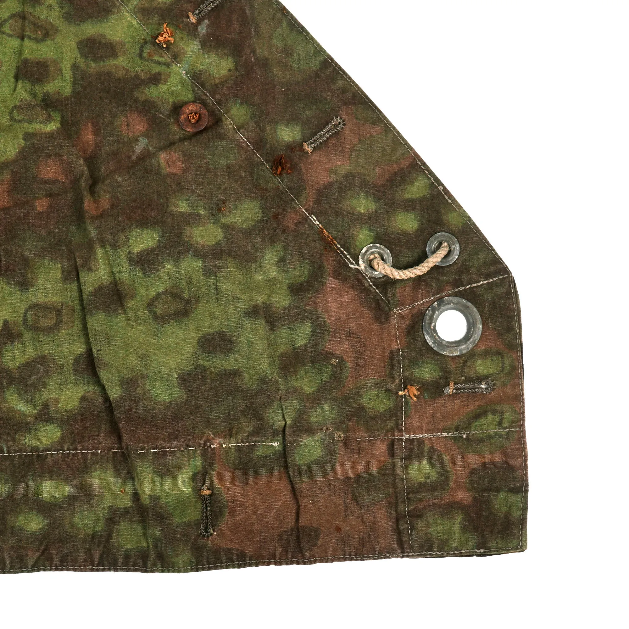 Original Rare German WWII Waffen-SS Zeltbahn Tent Quarter & Poncho in Oak Pattern A Camouflage with Faded RBNr. Markings