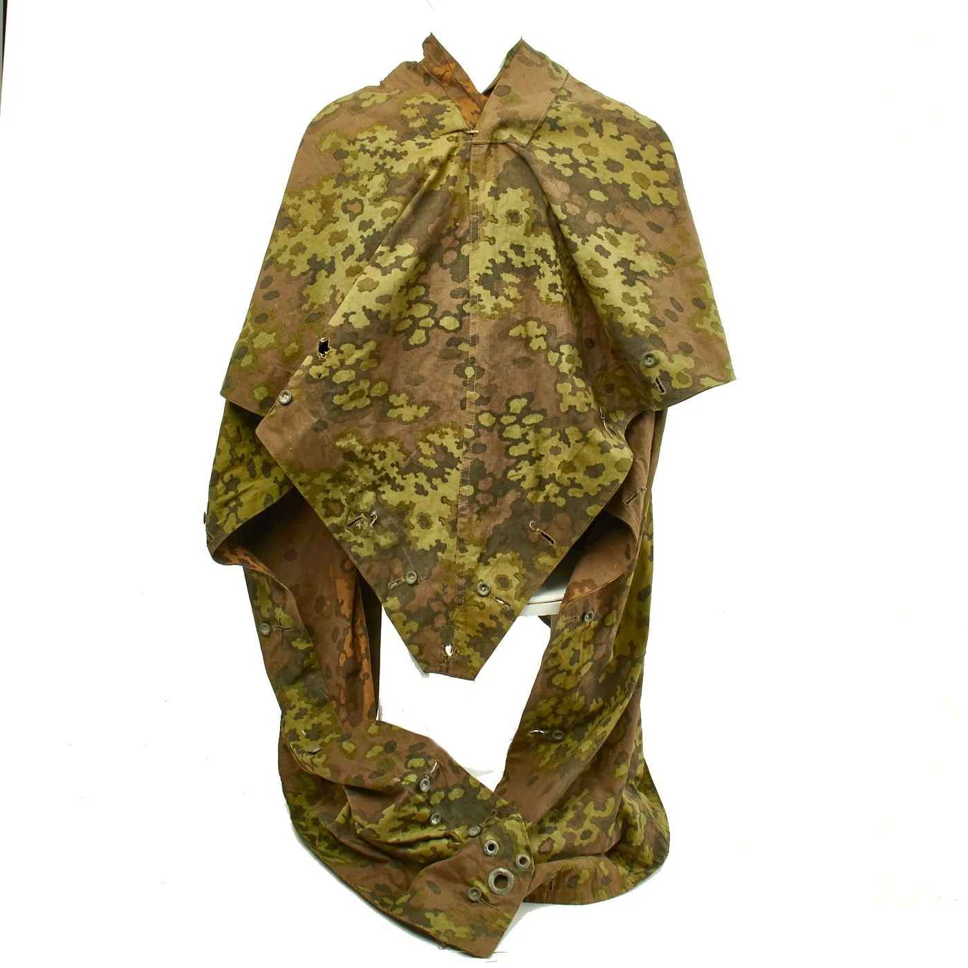 Original Rare German WWII Waffen-SS Zeltbahn Tent Quarter & Poncho in Oak Pattern A Camouflage