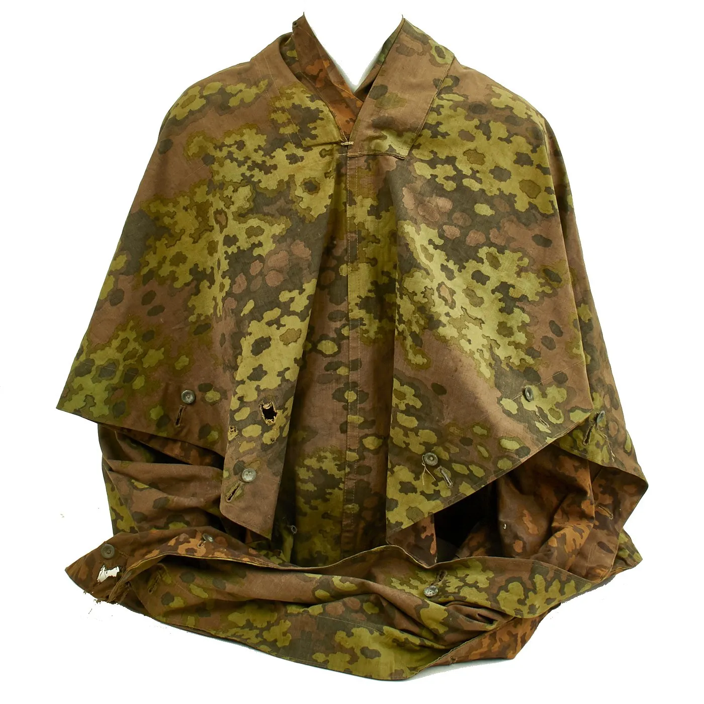 Original Rare German WWII Waffen-SS Zeltbahn Tent Quarter & Poncho in Oak Pattern A Camouflage