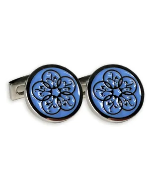 Pale Blue Enamel Silver Logo Cufflink