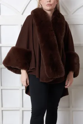 Plain Faux Fur Poncho