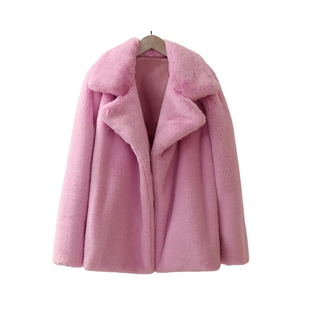 Pre Order:  Casual Faux Fur Loose Coat