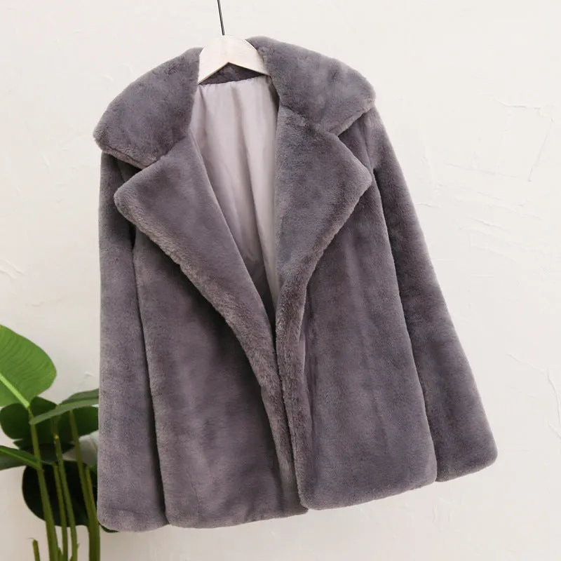 Pre Order:  Casual Faux Fur Loose Coat