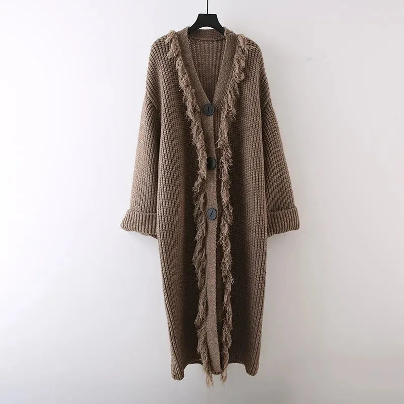 Pre Order:  Triple Buttons Tasseled Long Coat