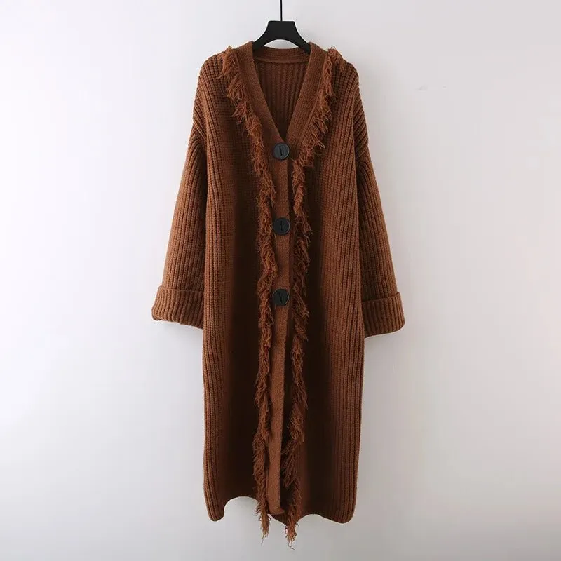 Pre Order:  Triple Buttons Tasseled Long Coat