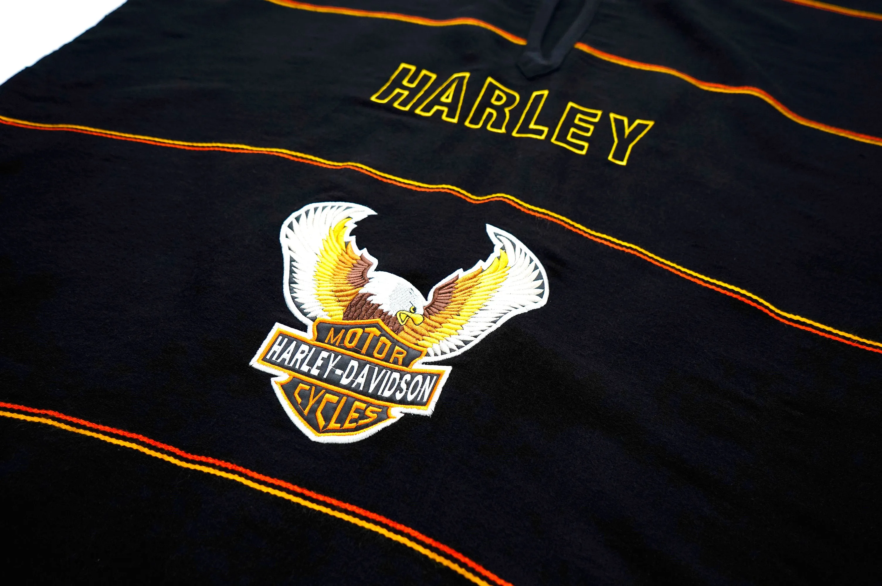 "HARLEY DAVIDSON" -Logo Embroidery Blanket Poncho-