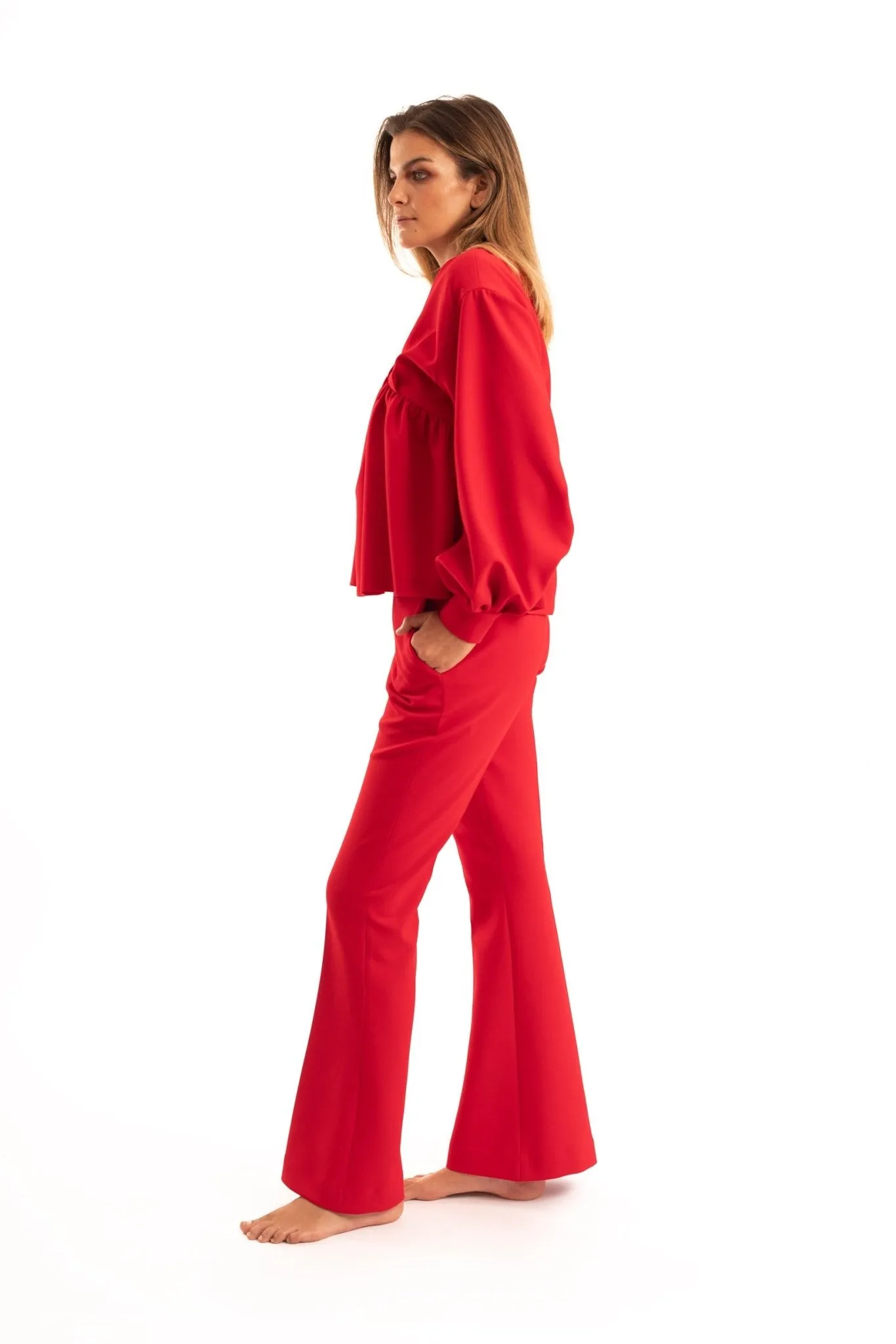 Red Flare Pants - NOPIN