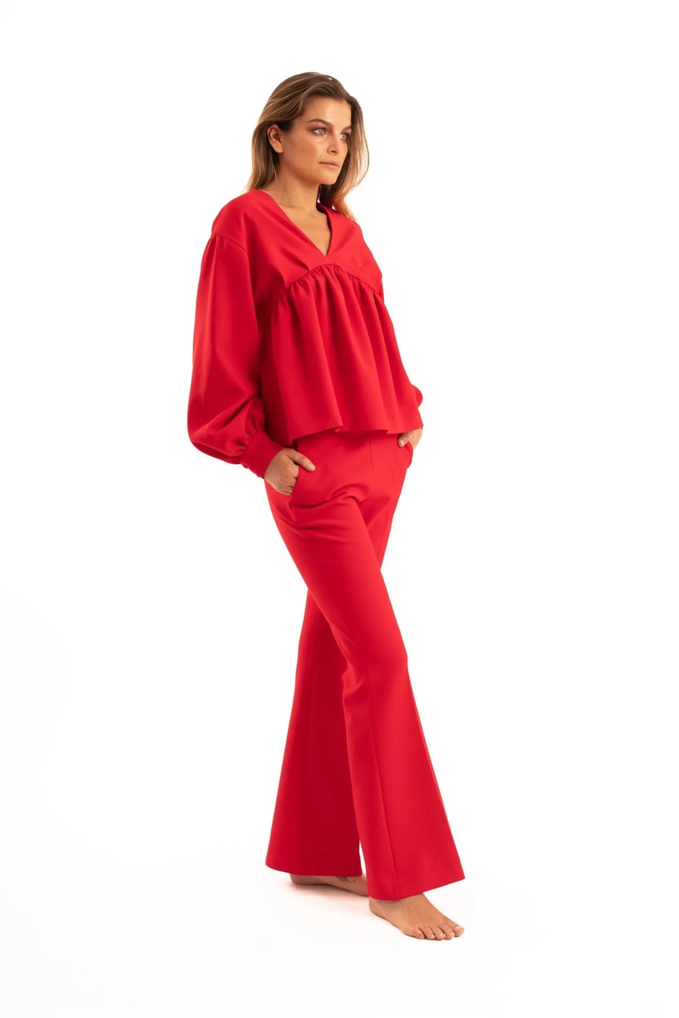 Red Flare Pants - NOPIN