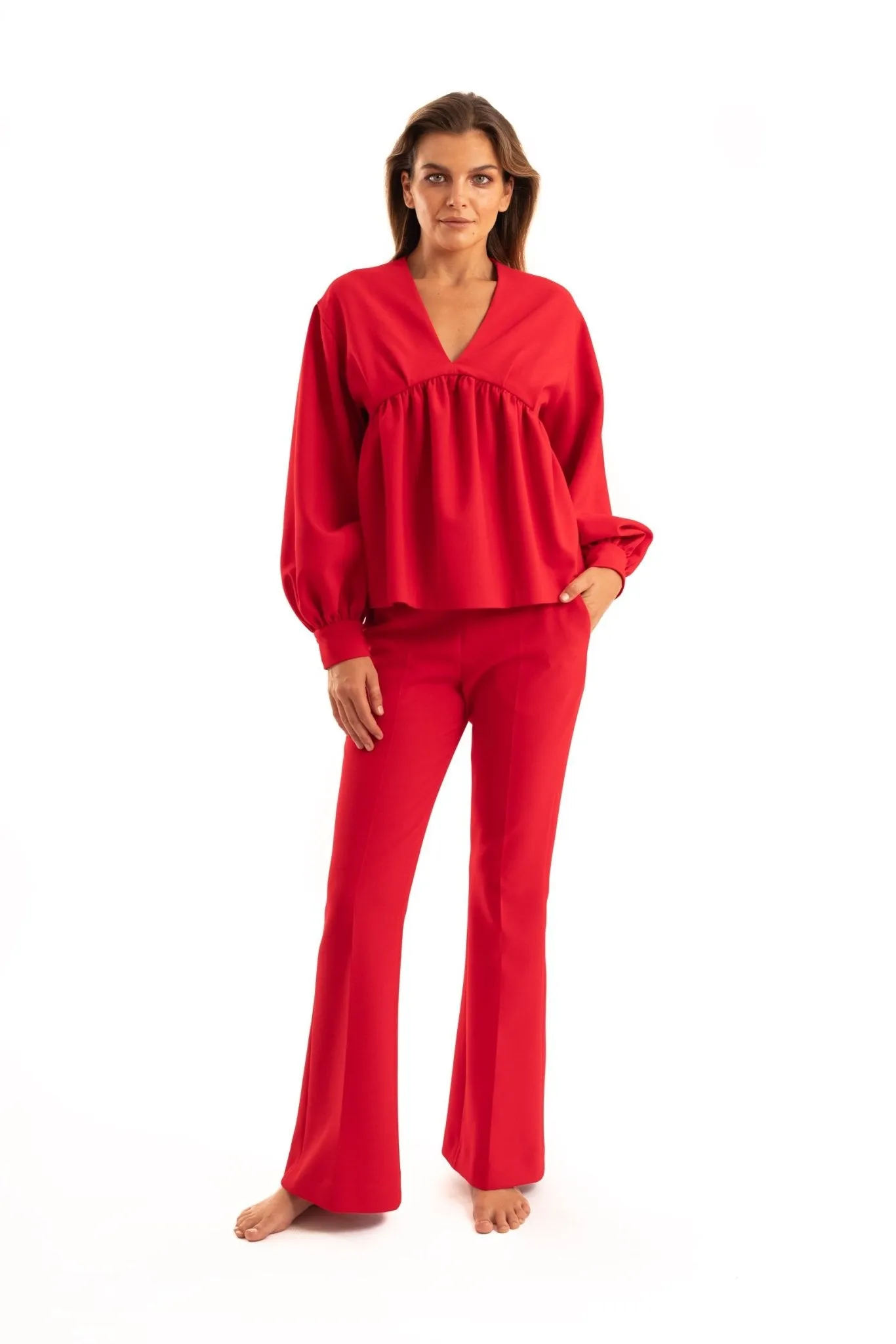 Red Flare Pants - NOPIN