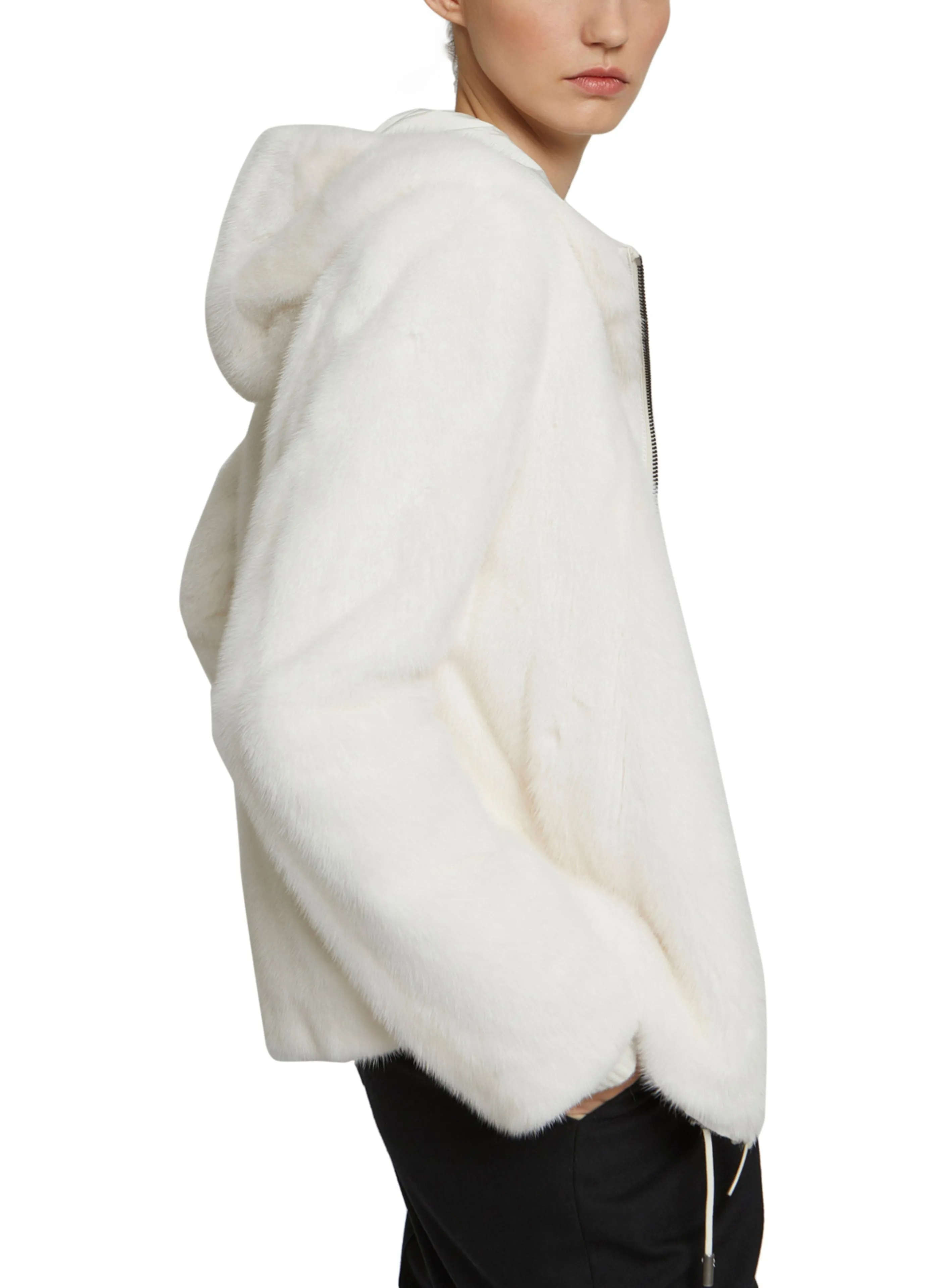 Reversible mink hooded jacket