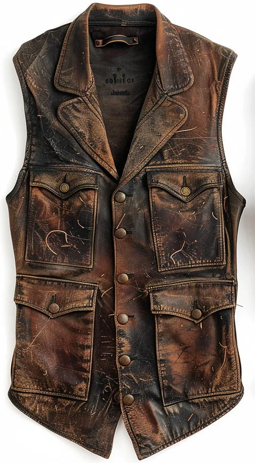 Riggs Vintage Brown Leather Vest