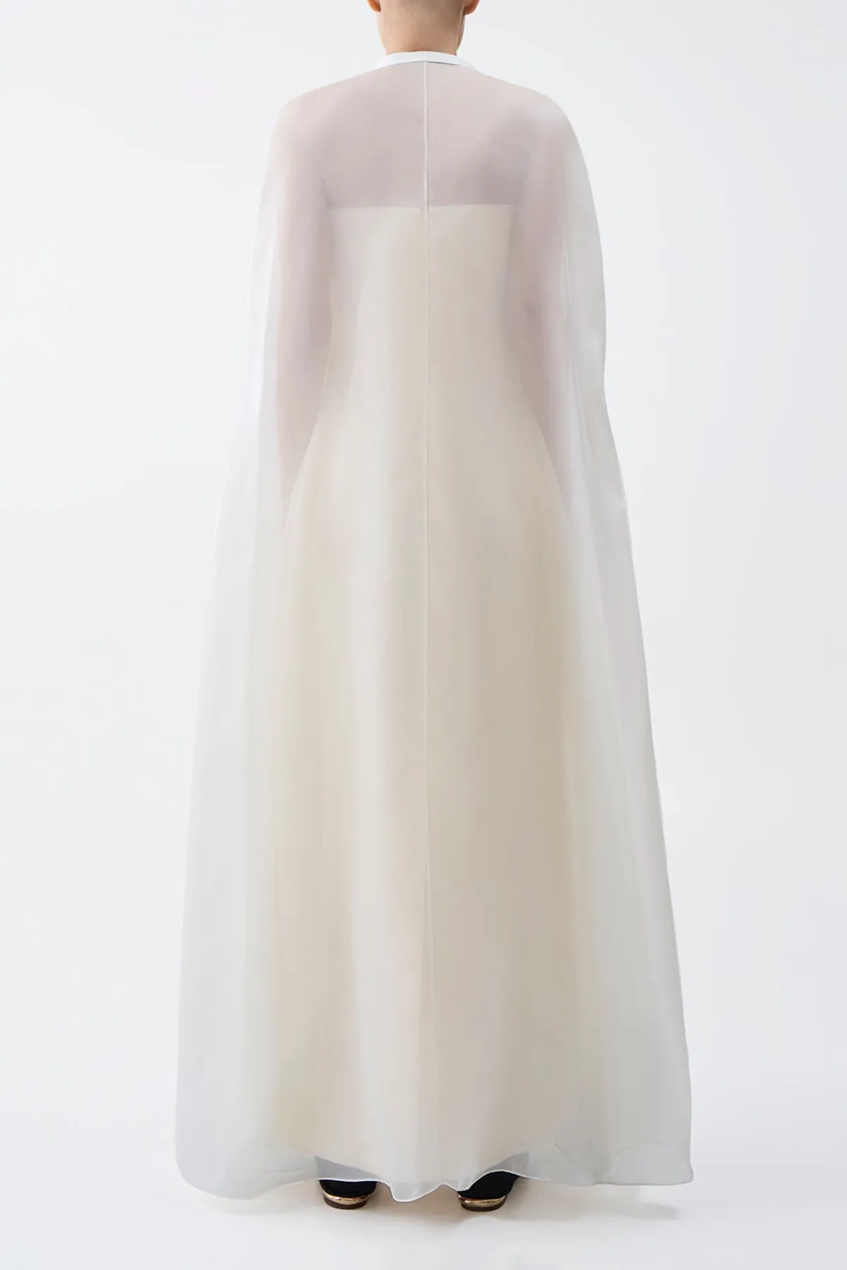 Rowena Sheer Cape in Ivory Silk Organza