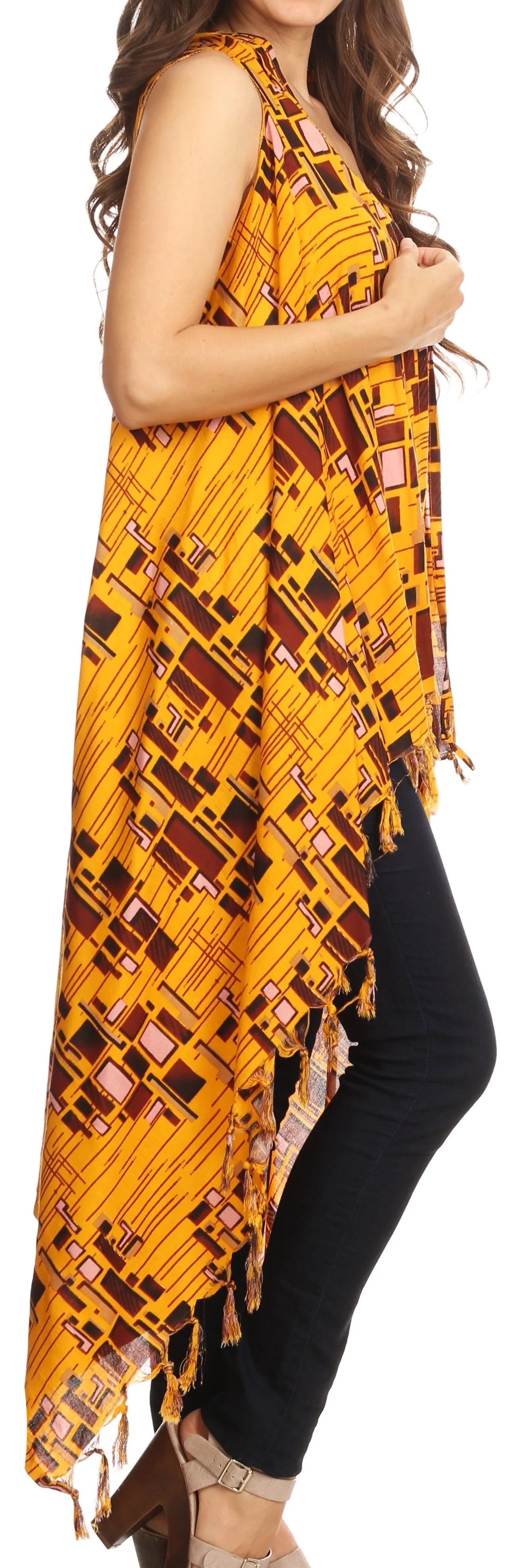 Sakkas Hatice Light Colorful Poncho Wrap Cardigan Top with African Ankara Print